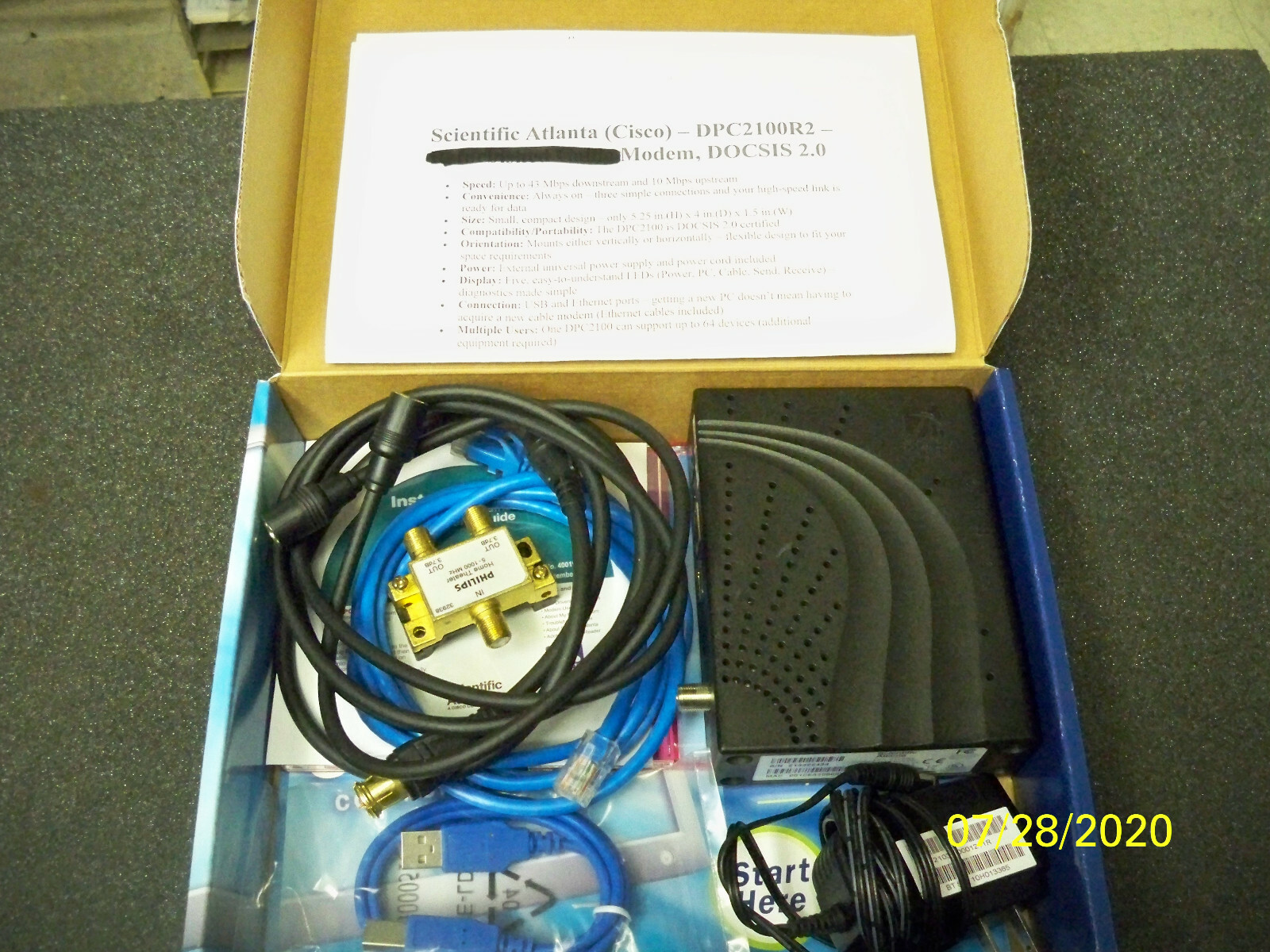 Scientific Atlanta DPC2100R2 MODEM,Cable,Ethernet, USB Interfaces In OEM Box