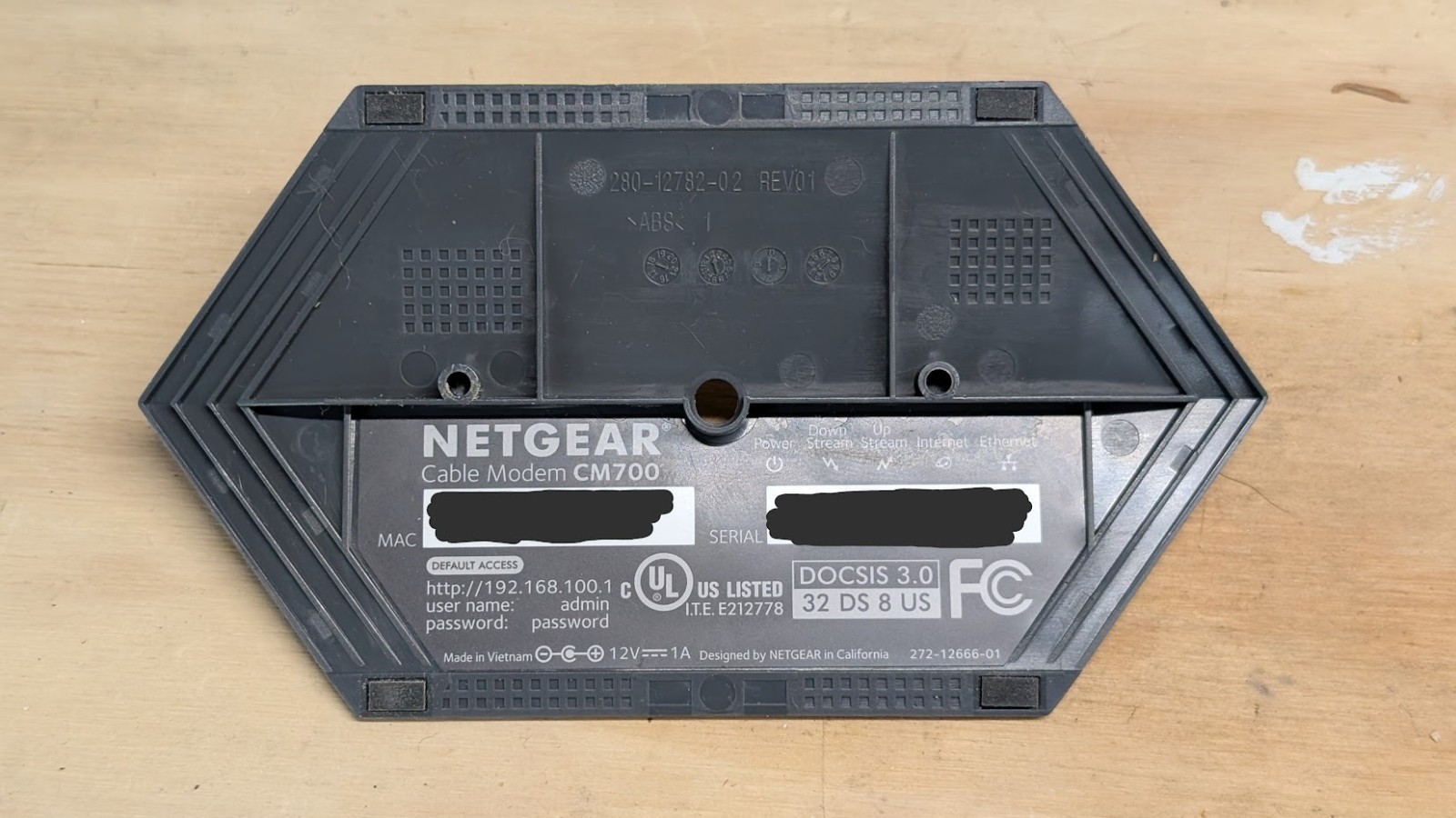 NETGEAR CM700 High Speed Cable Modem with Coax & Power Cable