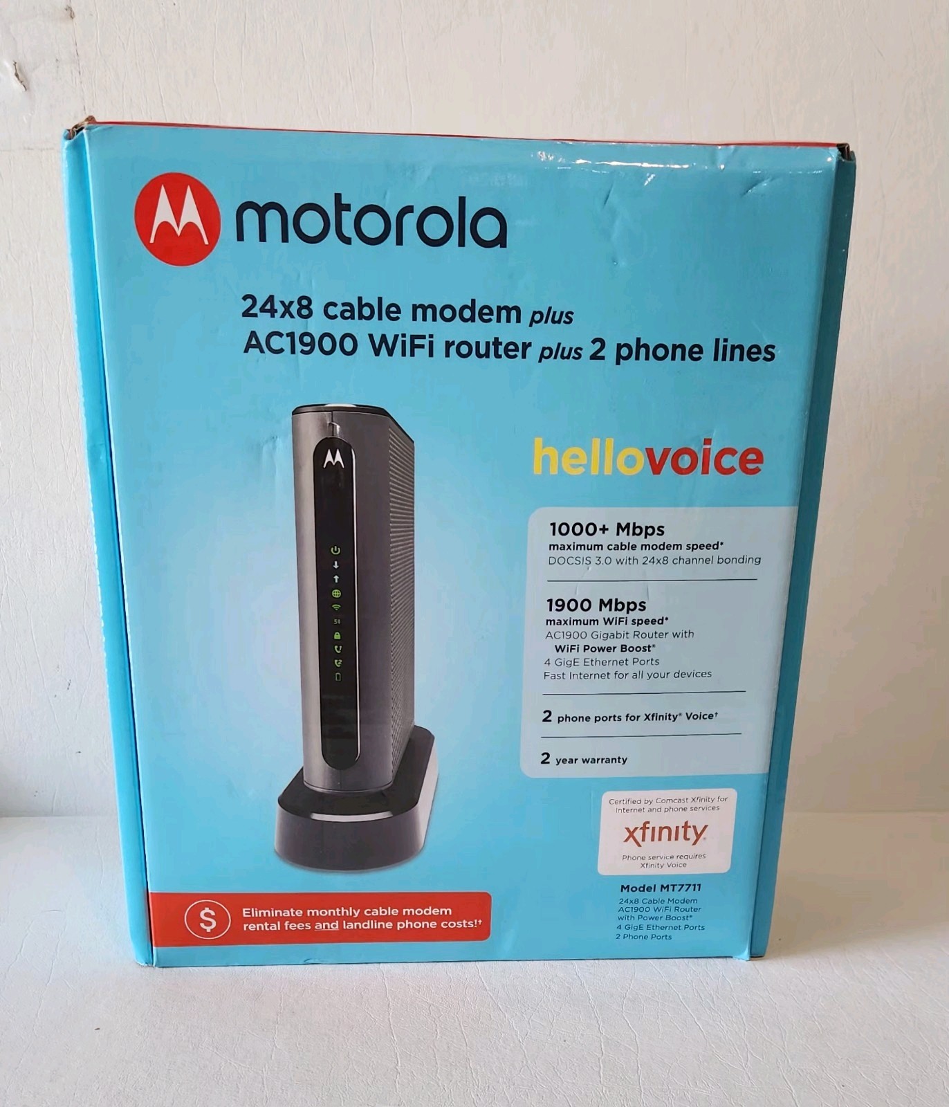 Motorola MT7711 24X8 Cable Modem and AC1900 Dual Band Wi-Fi Gigabit Router 2…