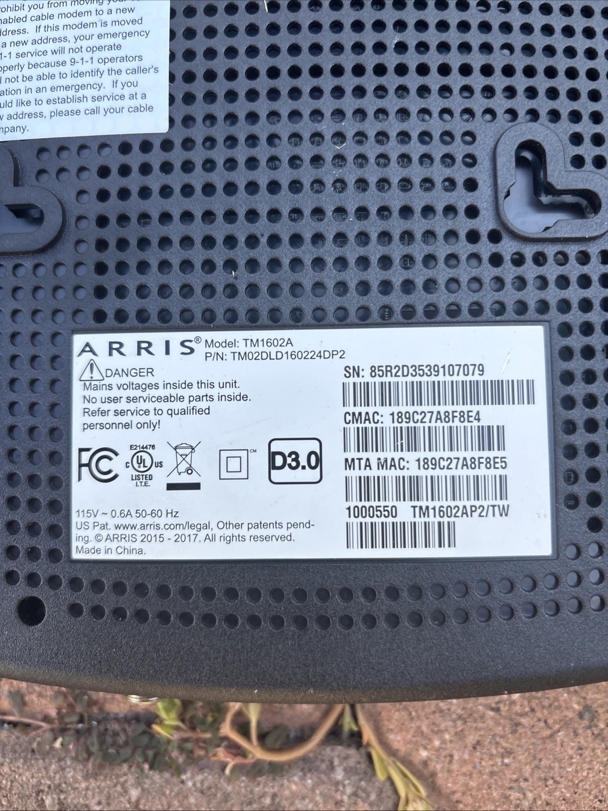ARRIS Touchstone TM1602A