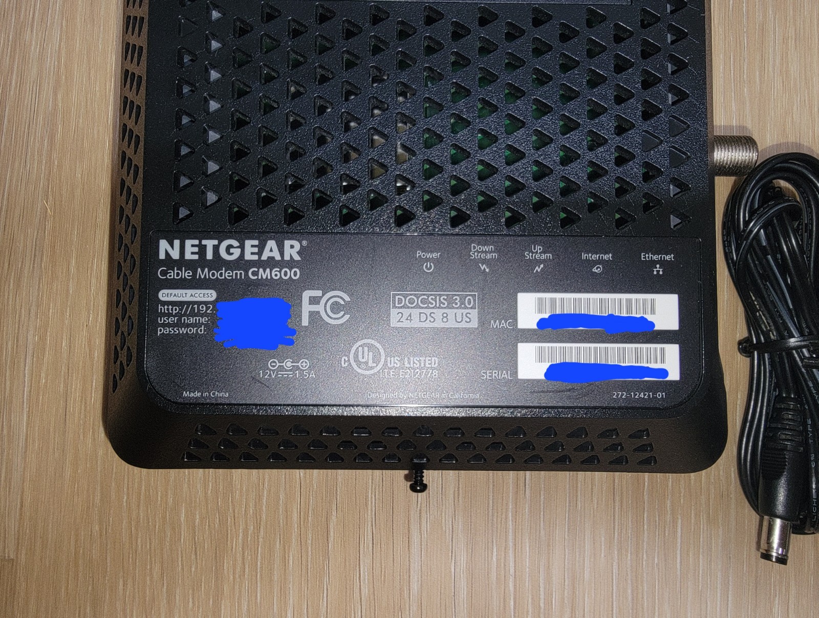NETGEAR CM600-1AZNAS 960Mbps DOCSIS 3.0 Cable Modem