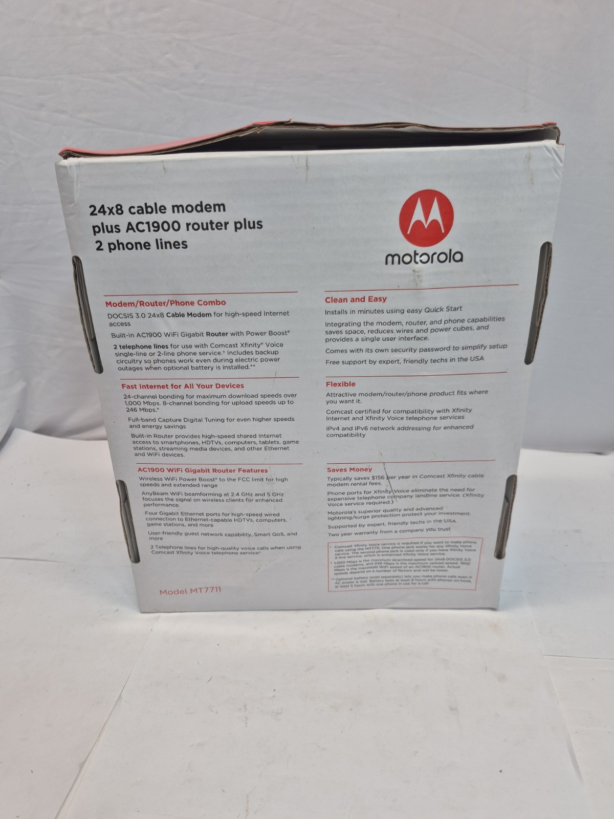 Motorola MT7711 24×8 Cable Modem plus AC1900 WiFi Router