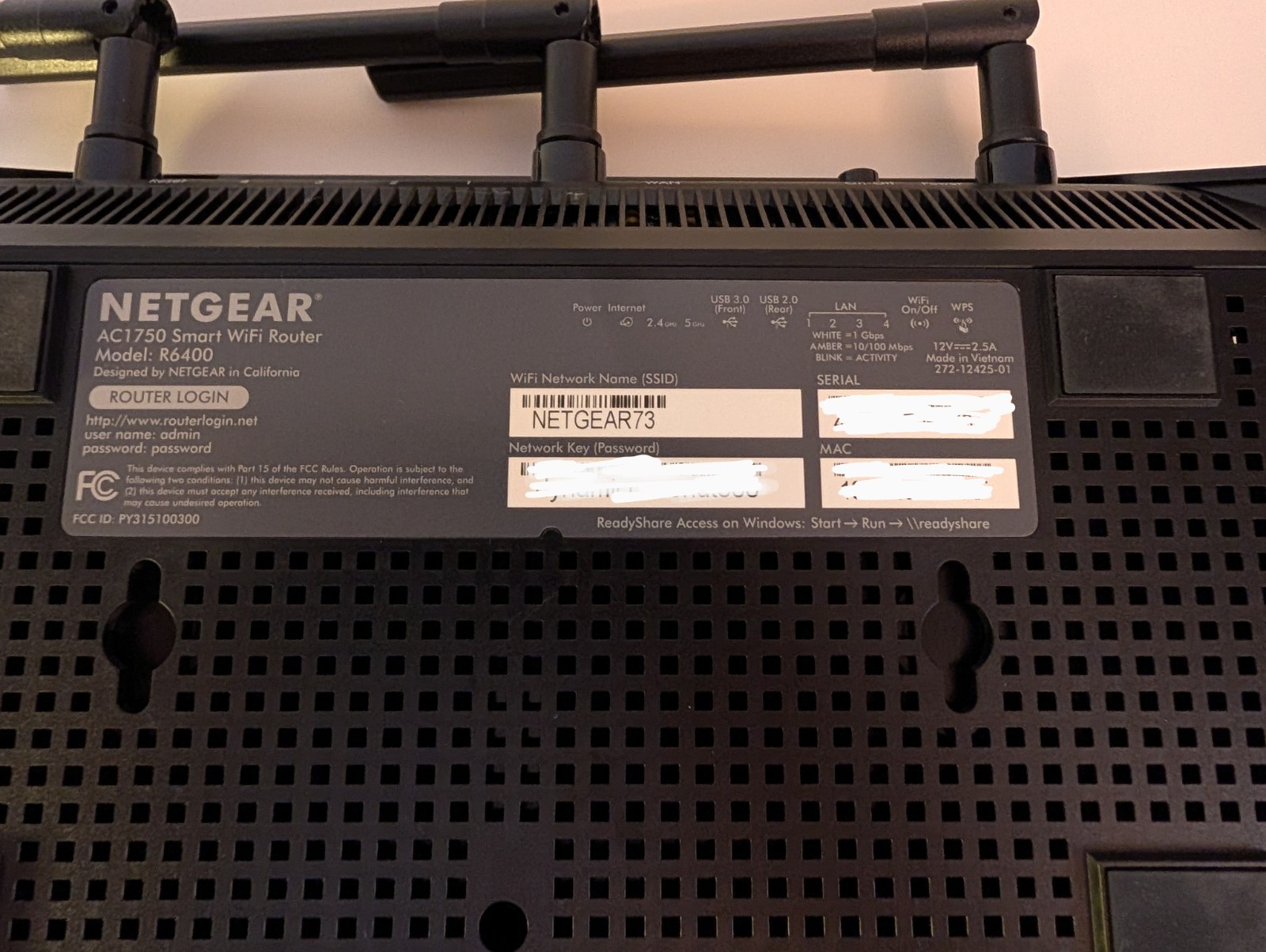 NETGEAR R6400 AC1750 Dual Band Smart WiFi Router w/ Power Adapter Tested