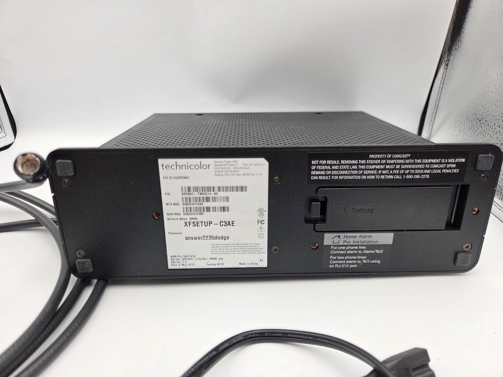 Xfinity DPC3941T DOCSIS 3.0 Dual Band WiFi XB3 Device Type Voice Gateway RouterD