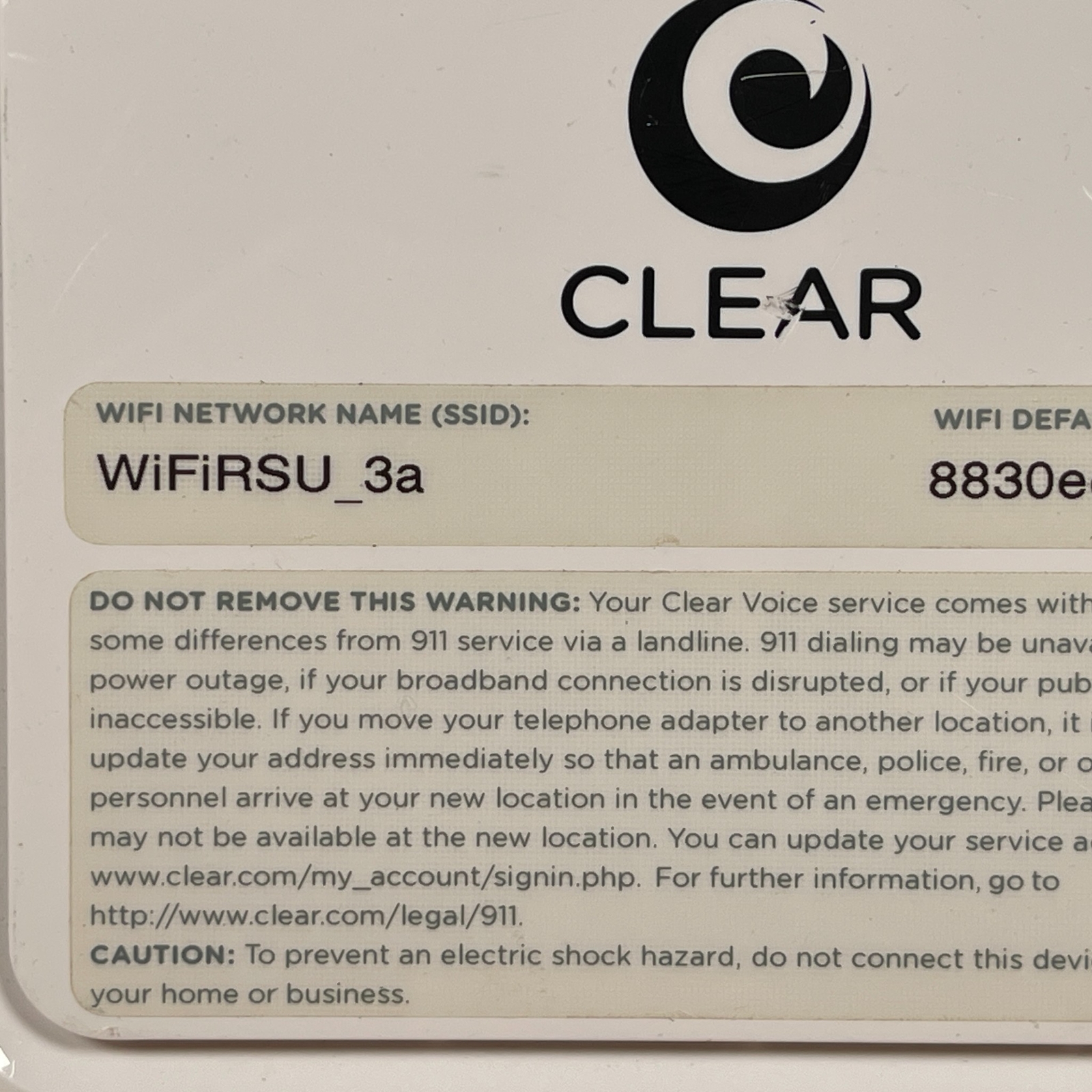 Clear WIXFBR-117 White/Black Ethernet Port Wireless Home Internet Modem w/ Wi-Fi