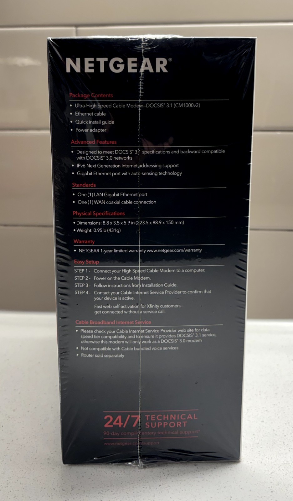 Netgear Cable Modem Black(CM1000-100NAS)Gigabit Ethernet, Cox, Spectrum, XFinity