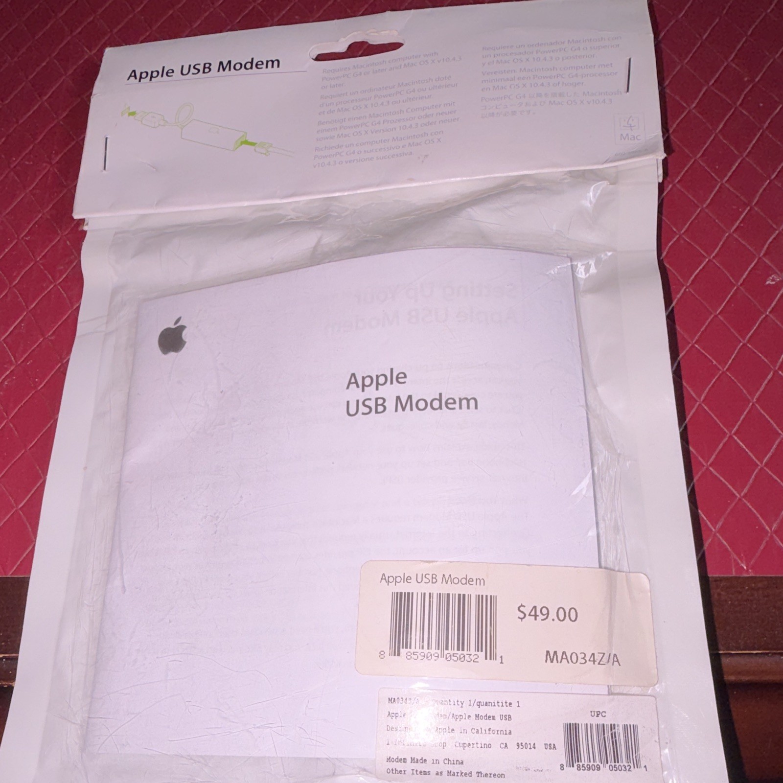 Apple USB Modem MA034Z/A for Macintosh USB Connectivity White