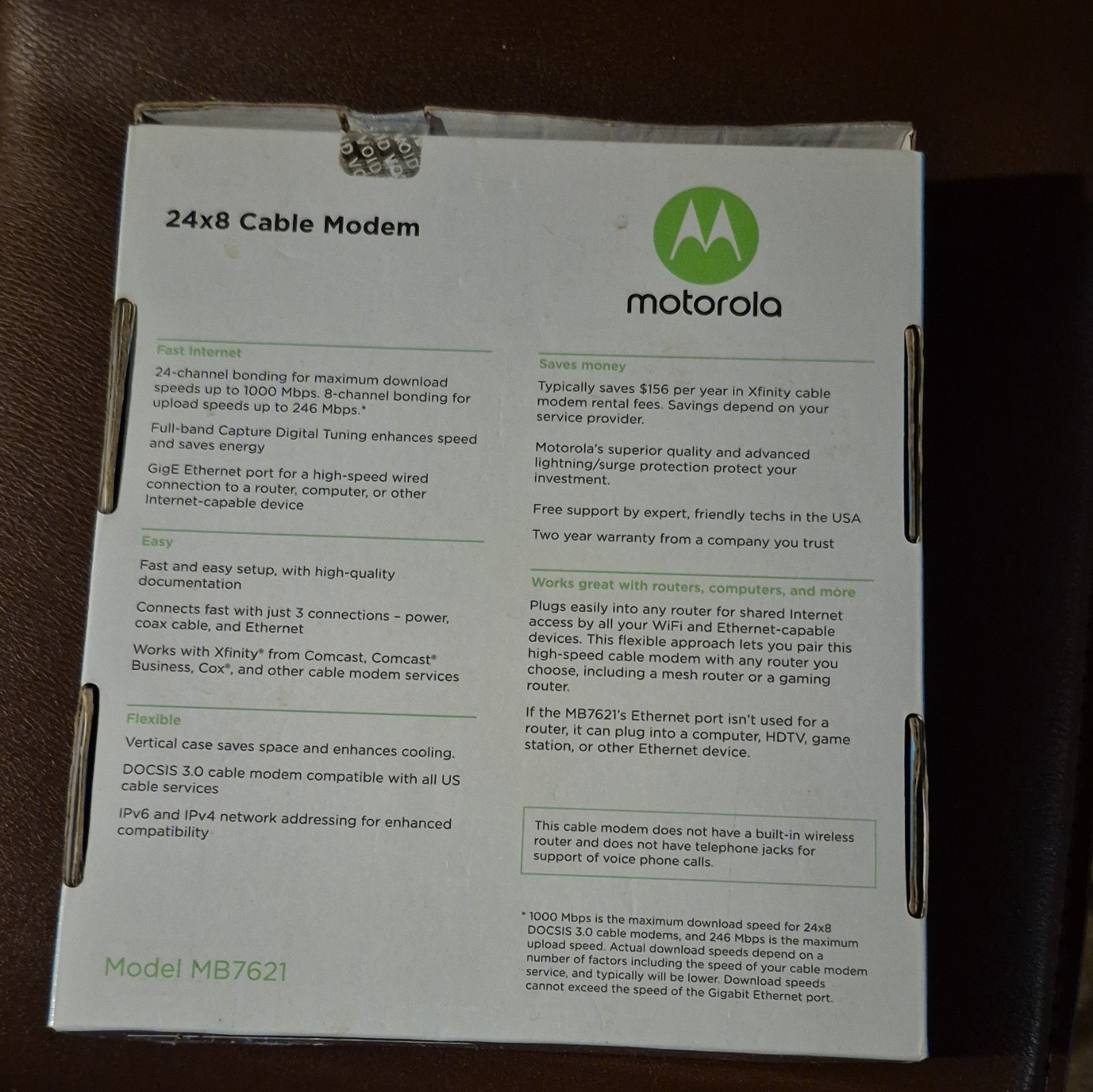 Motorola MB7621-10 DOCSIS 3.0 24×8 Cable Modem 1000+ Mbps for XFINITY