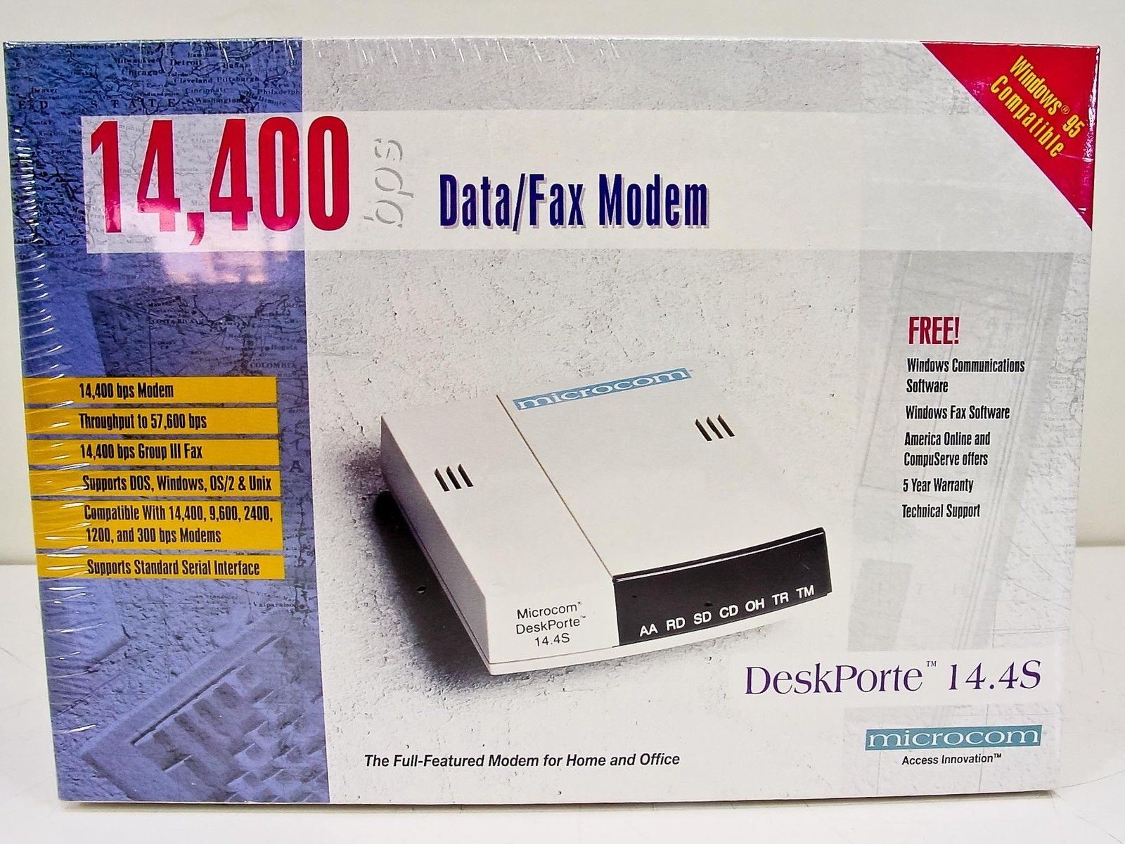 Microcom DeskPorte 14.4S 14,400 bps Modem New in Box 103603006A