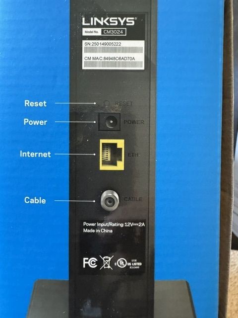 LINKSYS CM3024 High Speed DOCSIS 3.0 24×8 Cable Modem With Power Cable