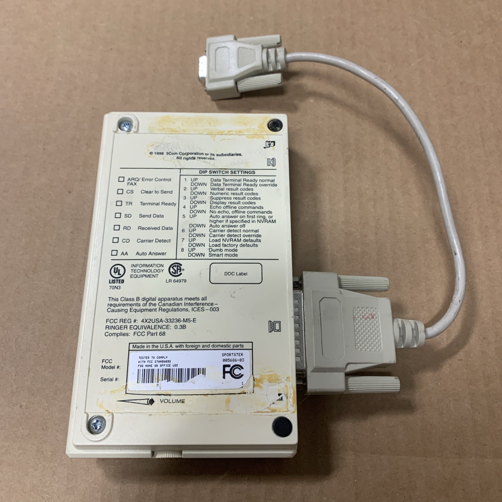 US Robotics – Sportster 33.6 Faxmodem Device