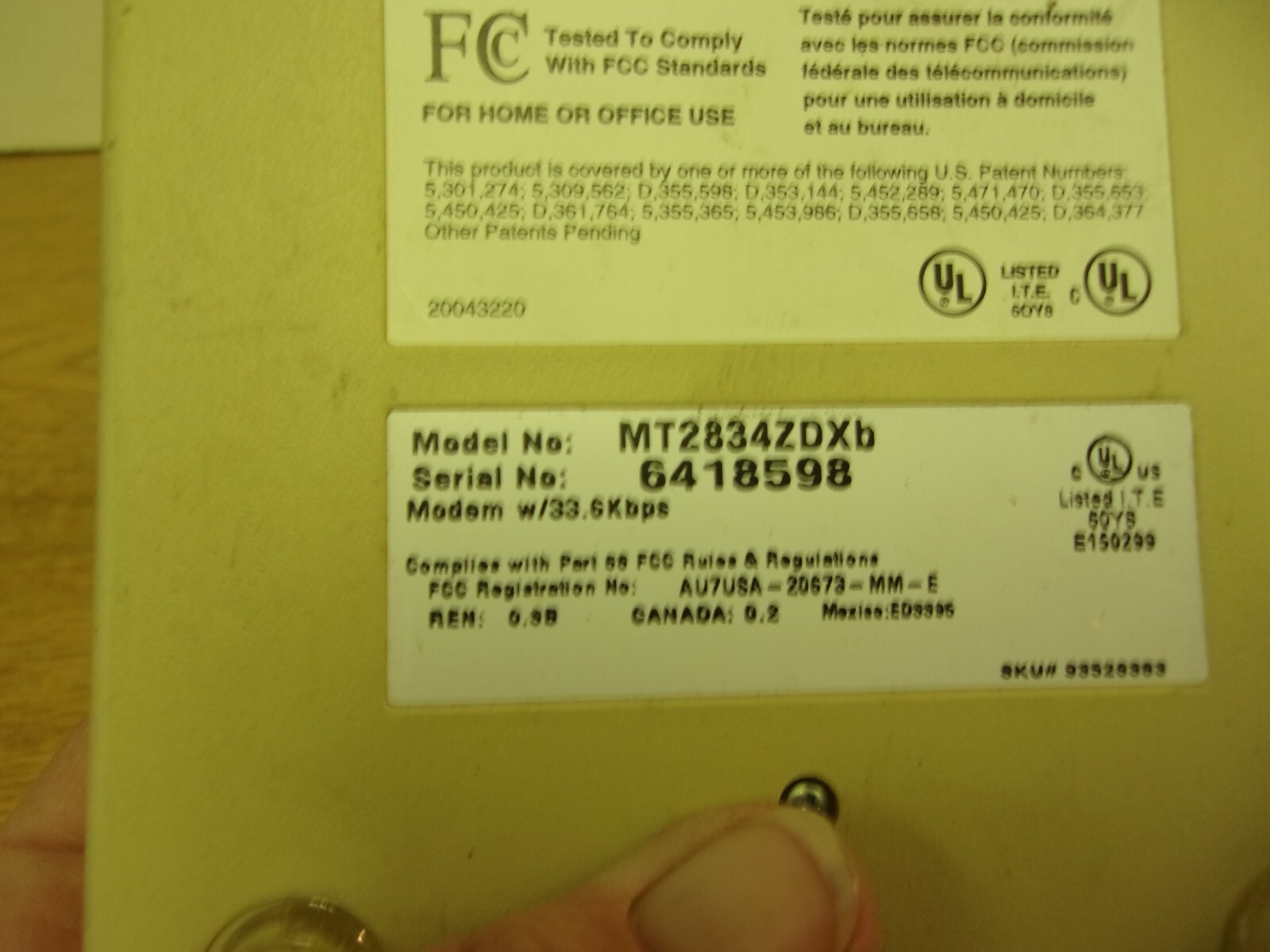 Multi Modem 33.6K Data/Fax Modem Model: MT2834ZDXB