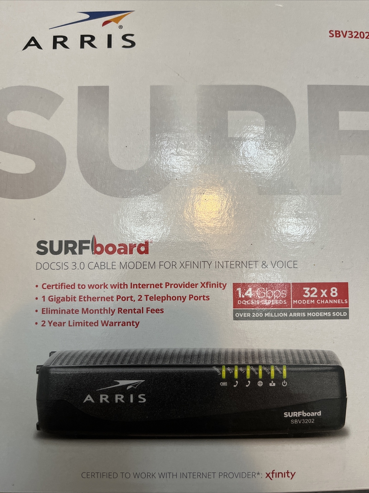ARRIS SURFboard SBV3202 Cable Modem – 1000880 (Black)