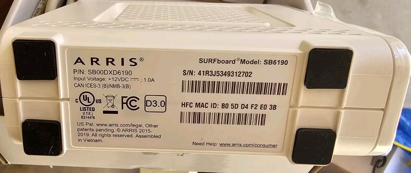 ARRIS Surfboard SB6190-RB DOCSIS 3.0 Cable Modem, White Open Box