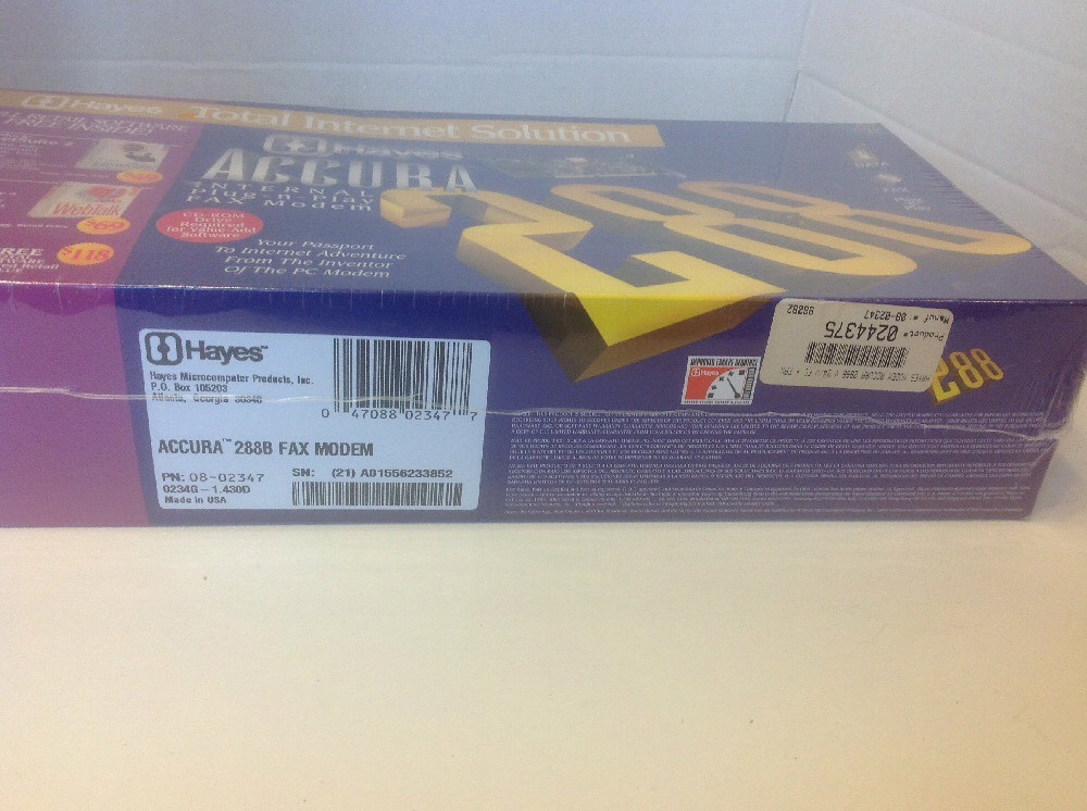 Hayes Accura 288 Internal Plug-n-Play Fax Modem New Sealed