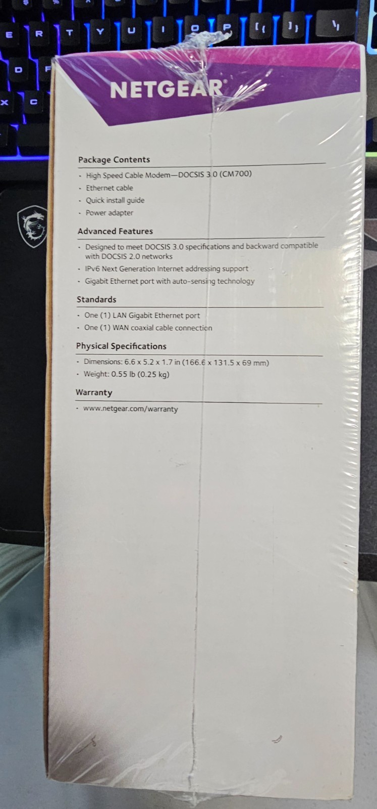 NETGEAR CM700-100NAS Cable Modem