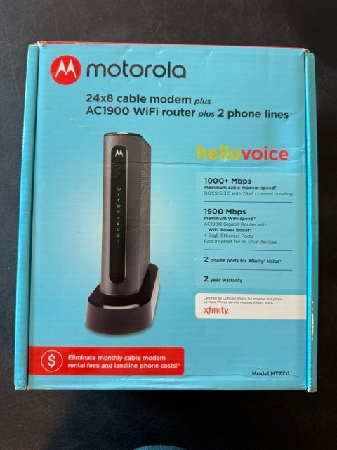 Motorola MT7711 24×8 Cable Modem plus AC1900 WiFi Router