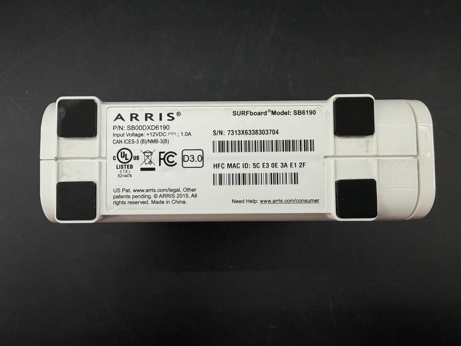ARRIS SB6190 1Gbps SURFboard DOCSIS 3.0 Cable Modem Router