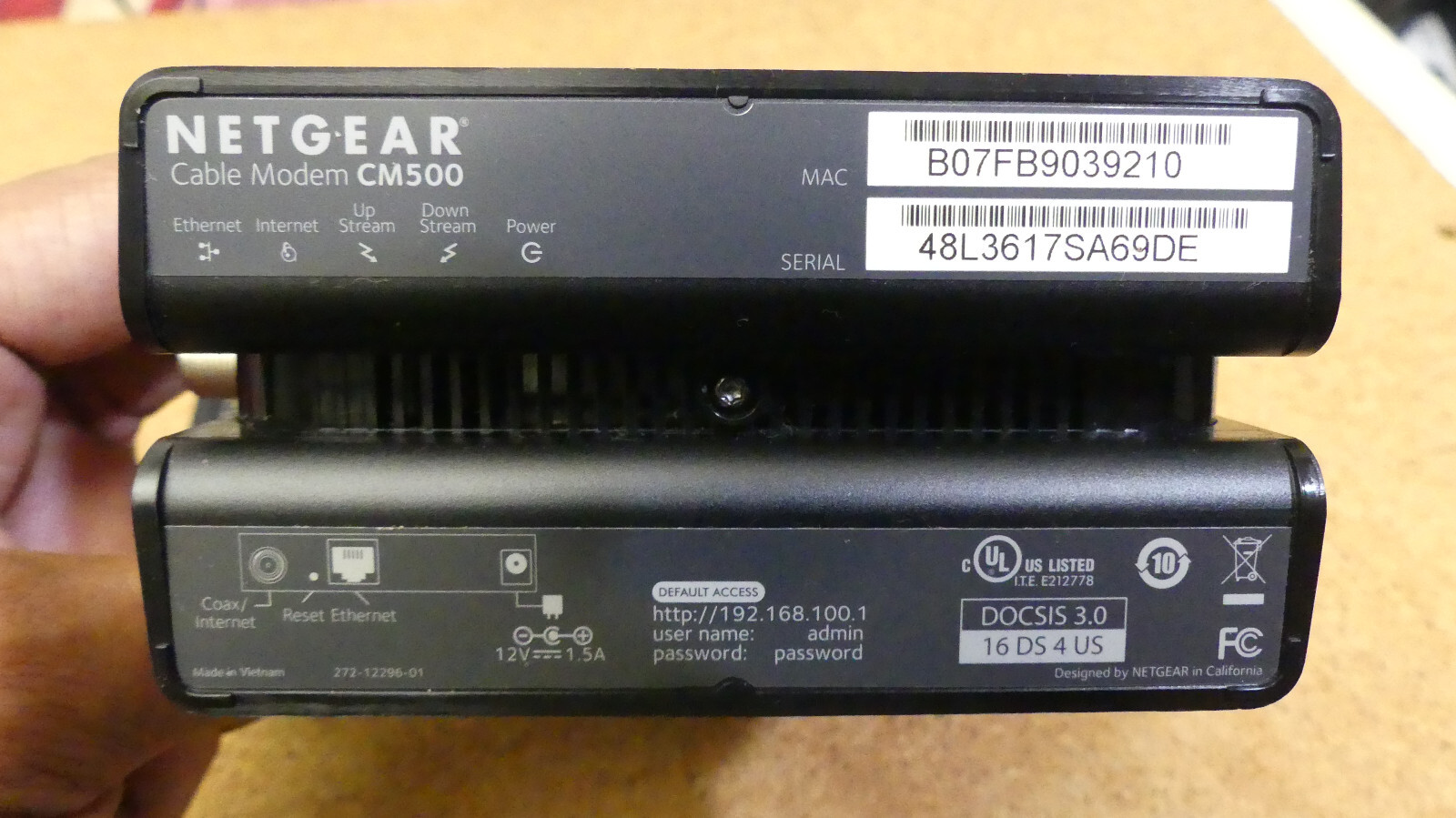 NETGEAR CM500 HIGH SPEED CABLE MODEM