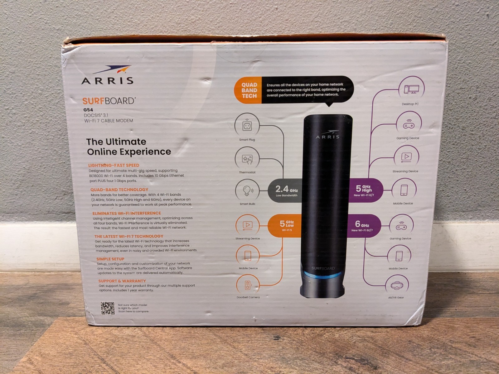 Arris G54 BE18000 WiFi 7 & DOCSIS 3.1 Cable Modem WarrantyThru 3/17/27 +TESTED!