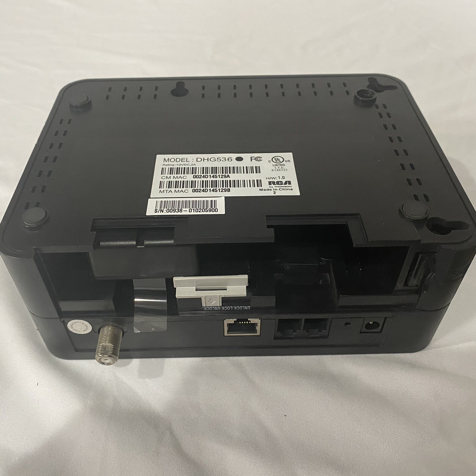 RCA Thomson Model DHG536 Digital Broadband Data and Voice Gateway Modem
