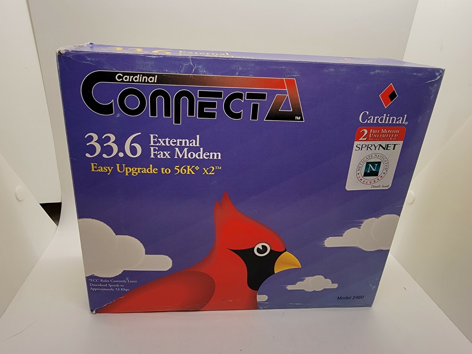 Cardinal Connect Model 2460 33.6k 56k upgradable External Fax Modem – New In Box