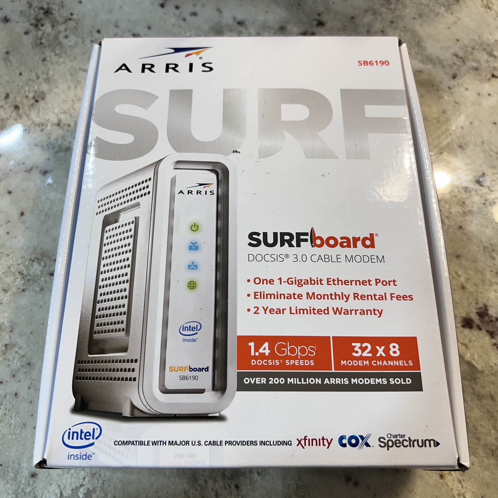 ARRIS SURFboard SB6190 DOCSIS 3.0 32 x 8 Gigabit Cable Modem White
