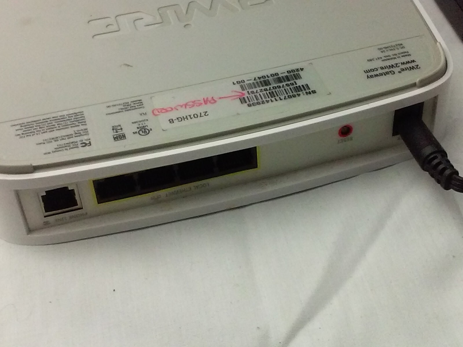 AT&T 2Wire 2701HG-B High Speed Internet DSL Wireless G Gateway Modem Router