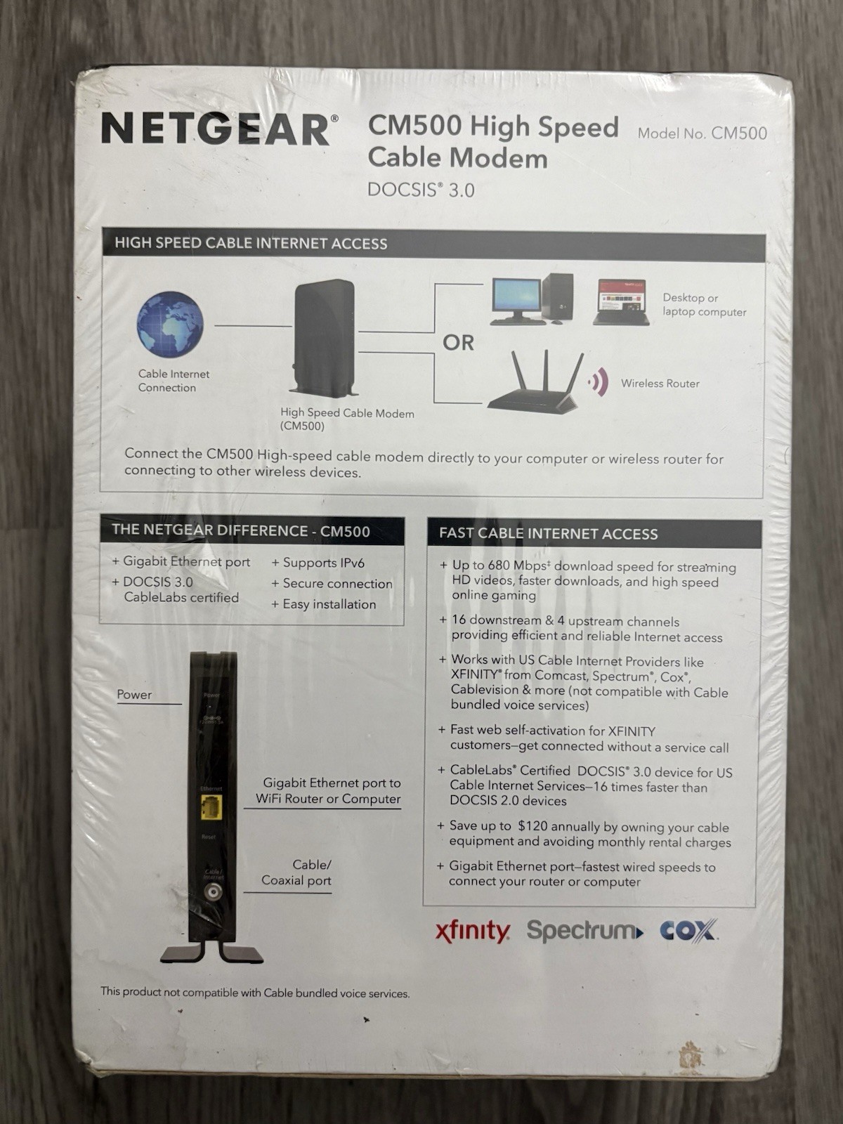 Netgear CM500 DOCSIS 3.0 Cable Modem 680Mbps Xfinity Spectrum Cox NEW