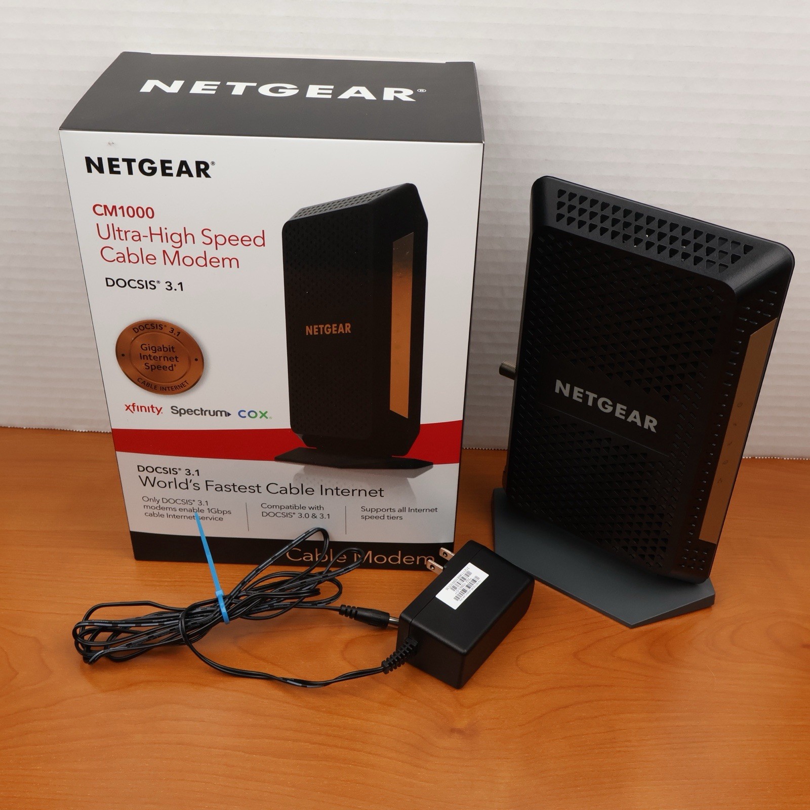 NETGEAR CM1000 Wired-Ethernet (RJ-45) Cable Modem 1Gbps – CM1000-100NAS (Black)