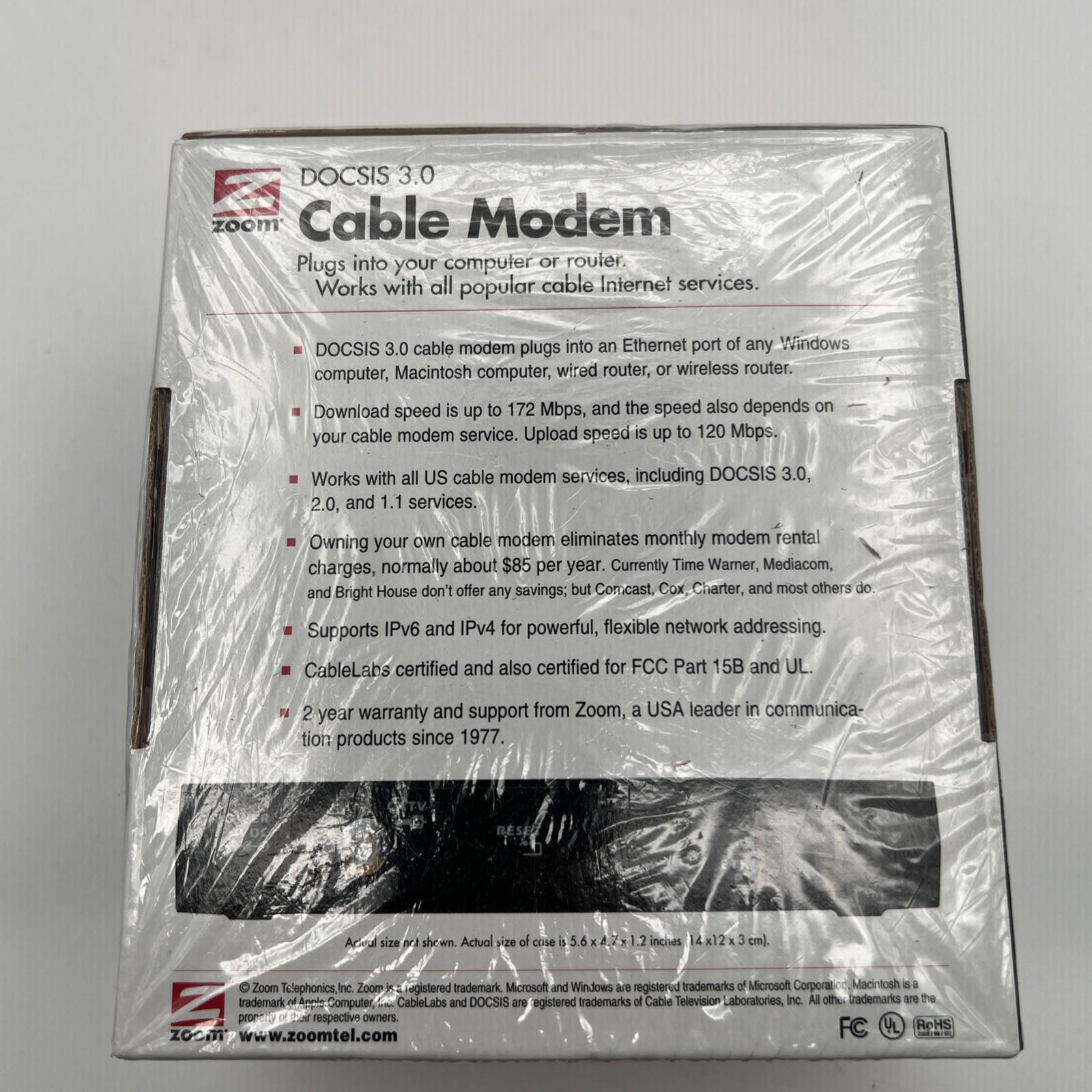 New Sealed Zoom Cable Modem Docsis 3.0 172 Mbps Speed – Model 5341-02-03H