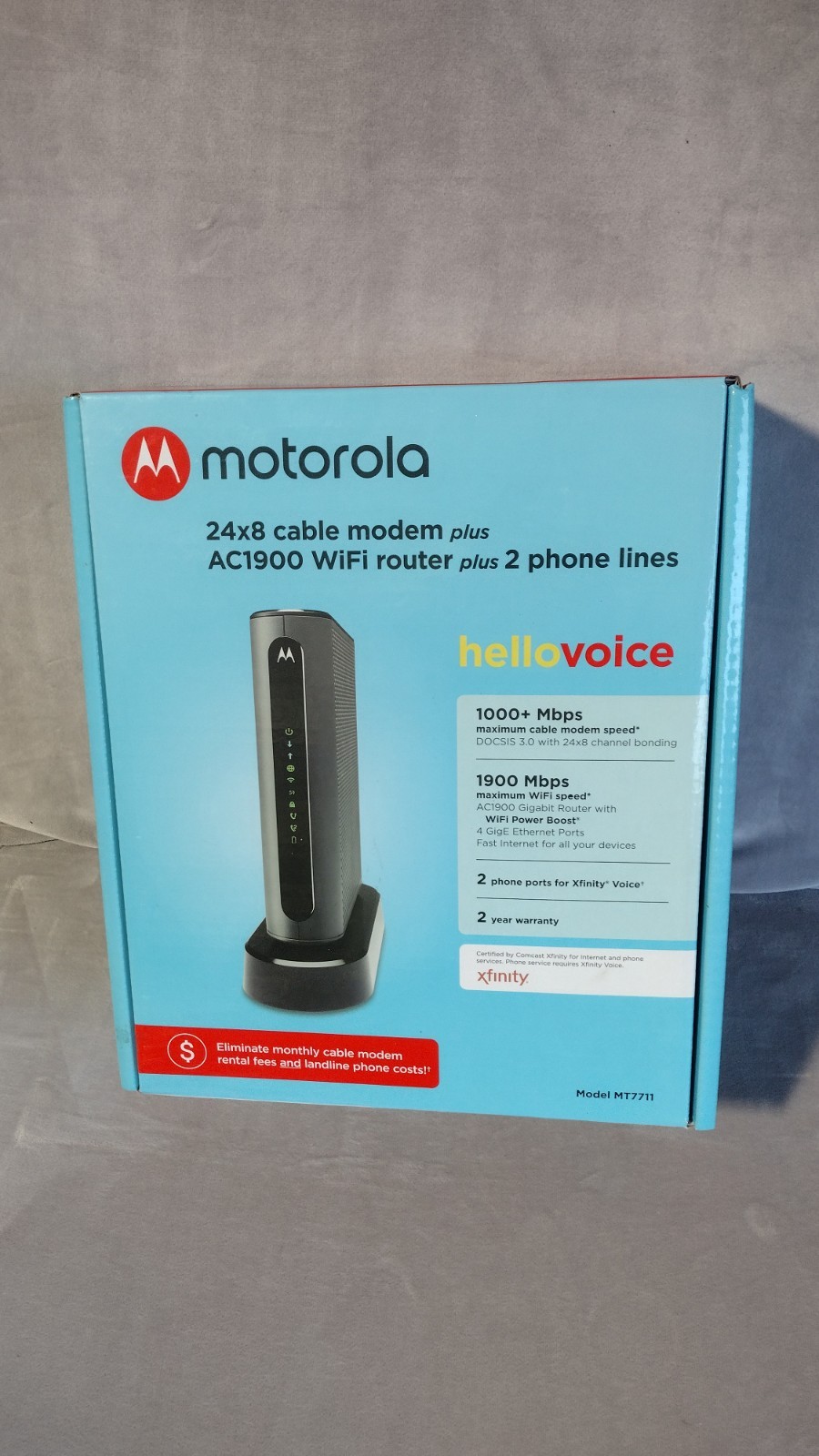 Motorola MT7711 24X8 Cable Modem and AC1900 Dual Band Wi-Fi Gigabit Router