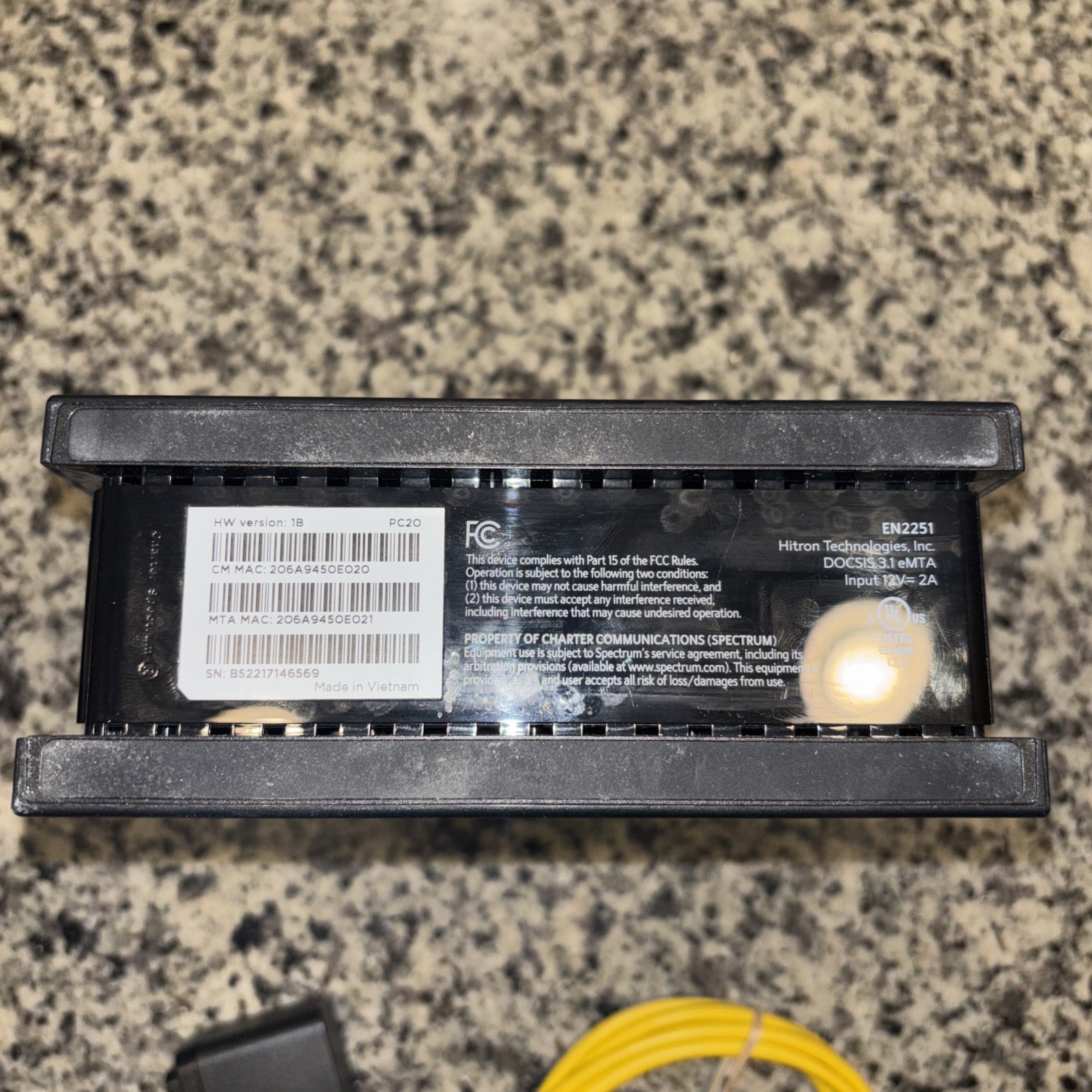 Spectrum Hitron Cable Modem EN2251 DOCSIS 3.1 eMTA 2.5GB