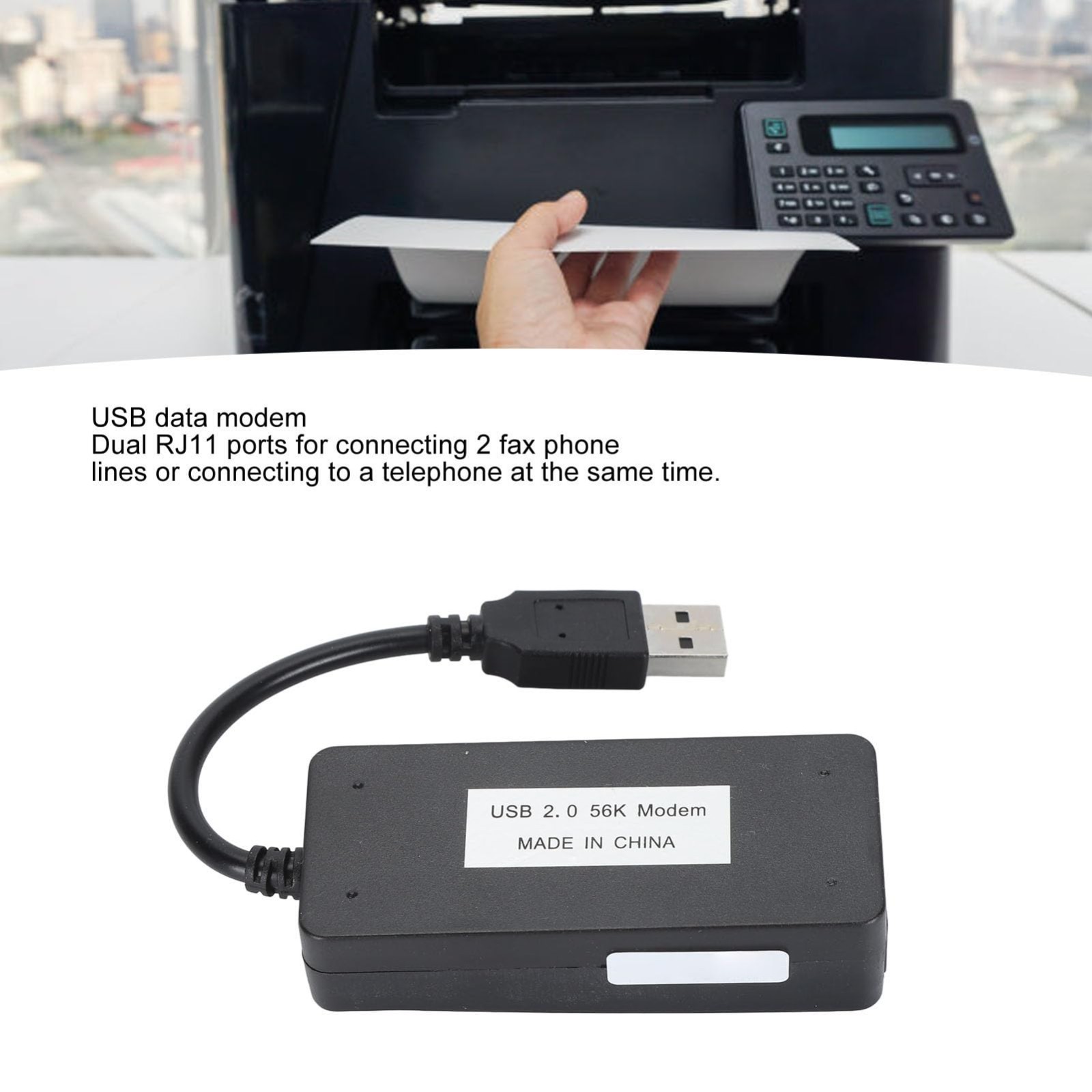 USB 56K External Data Modem with Caller ID, Anti-Thunder, PC/Laptop Fax Device
