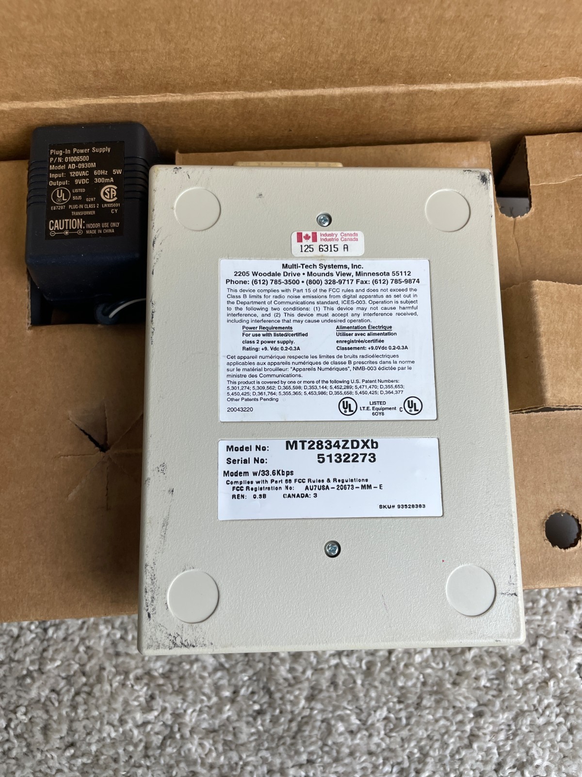 Multi-Tech Systems MT2834ZDXb MultiModem ZDX External Data/Fax Modem
