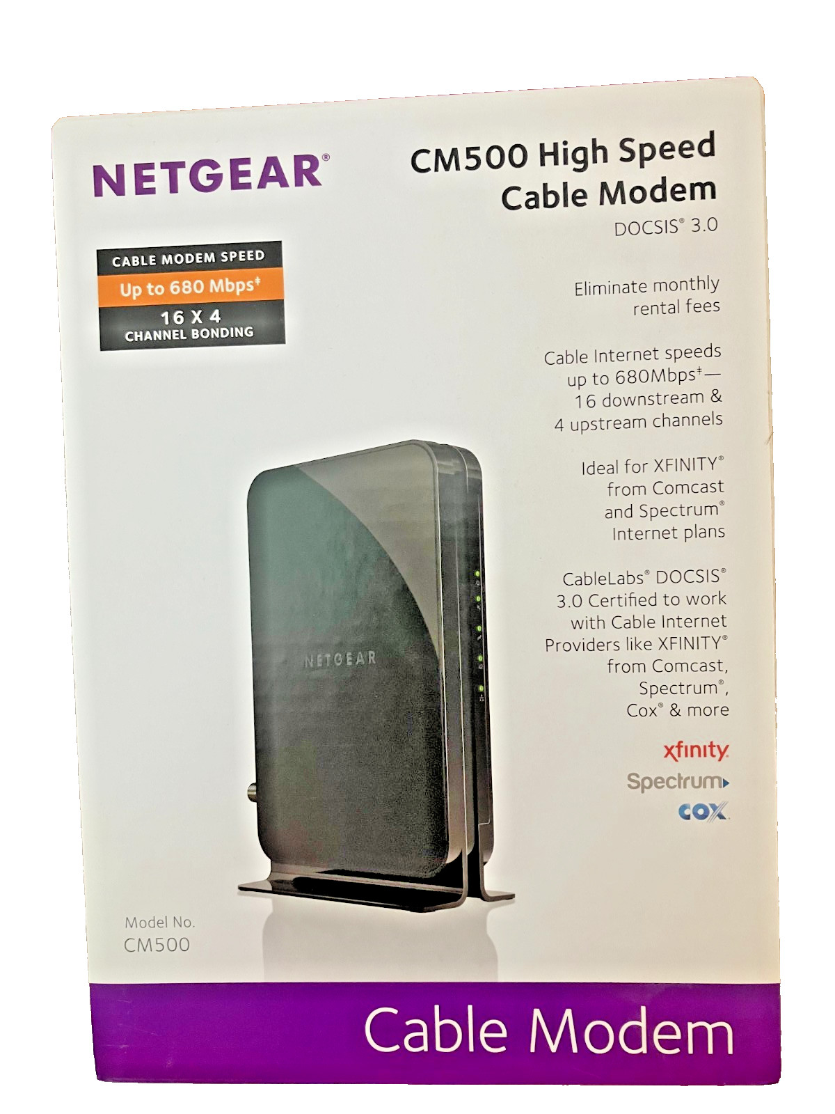 NETGEAR CM500 High Speed Cable Modem DOCSIS 3.0 (up to 680 Mbps)