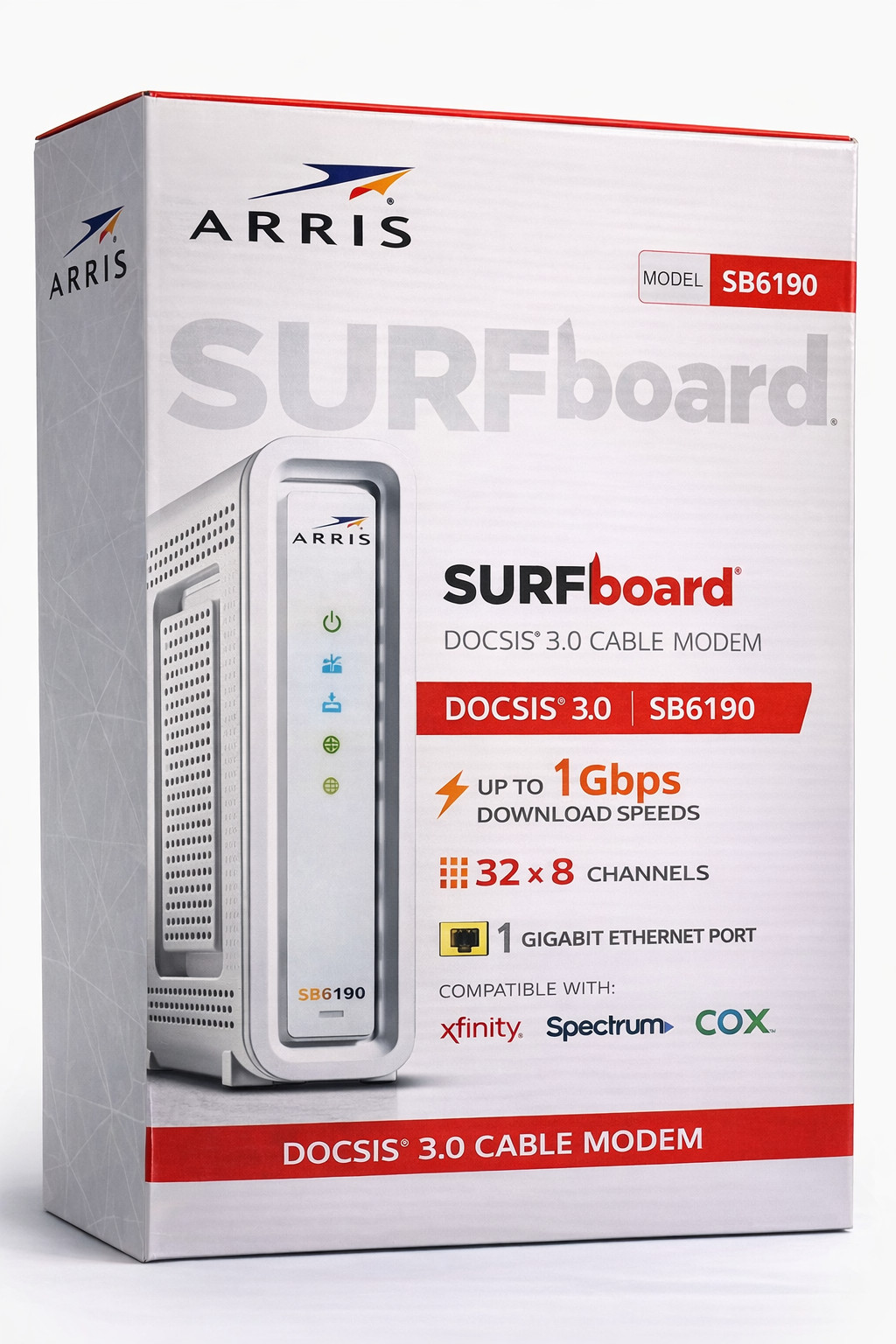 ARRIS SURFboard SB6190 DOCSIS 3.0 Cable Modem 32×8 Up to 1 Gbps