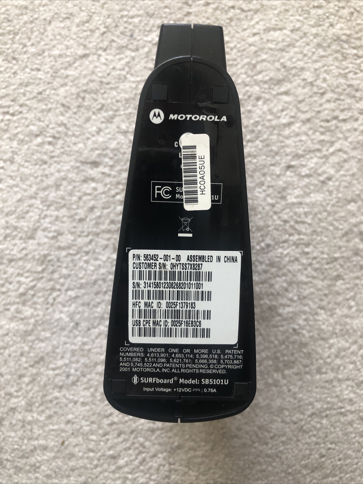 Motorola SURFboard SB5101U Cable Modem Only – No Power Adapter