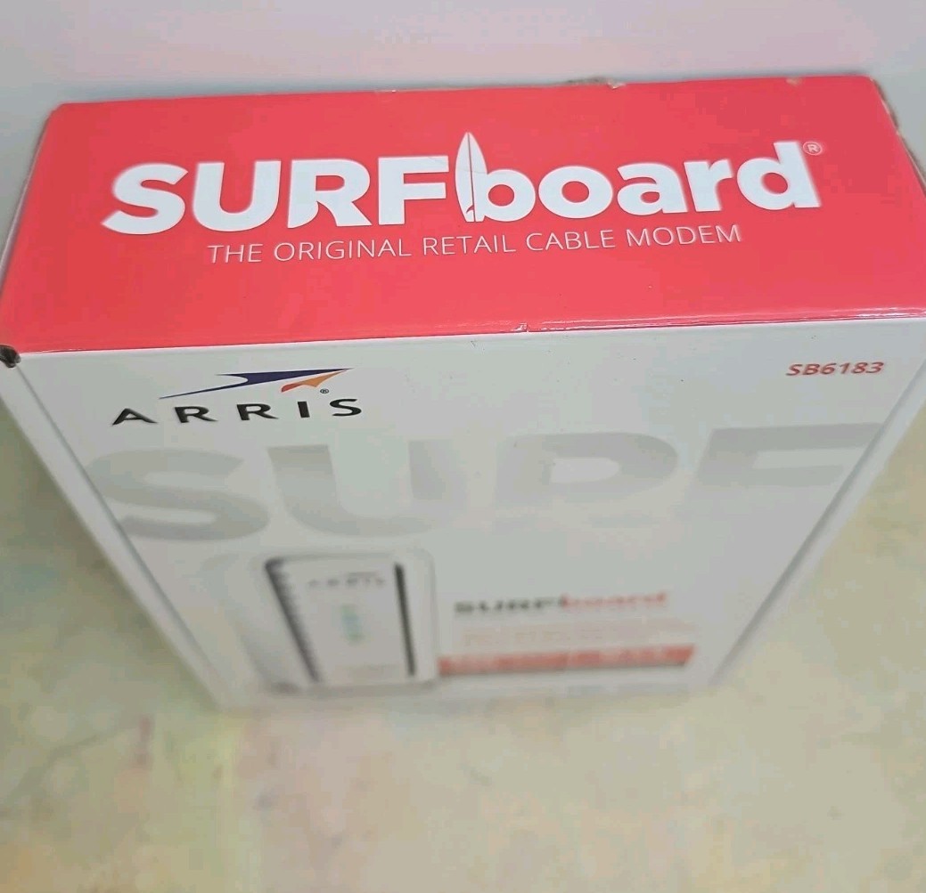 ARRIS SURFboard Modem DOCSIS 3.0 Cable White SB6183 W/ethernet Cable RJ45