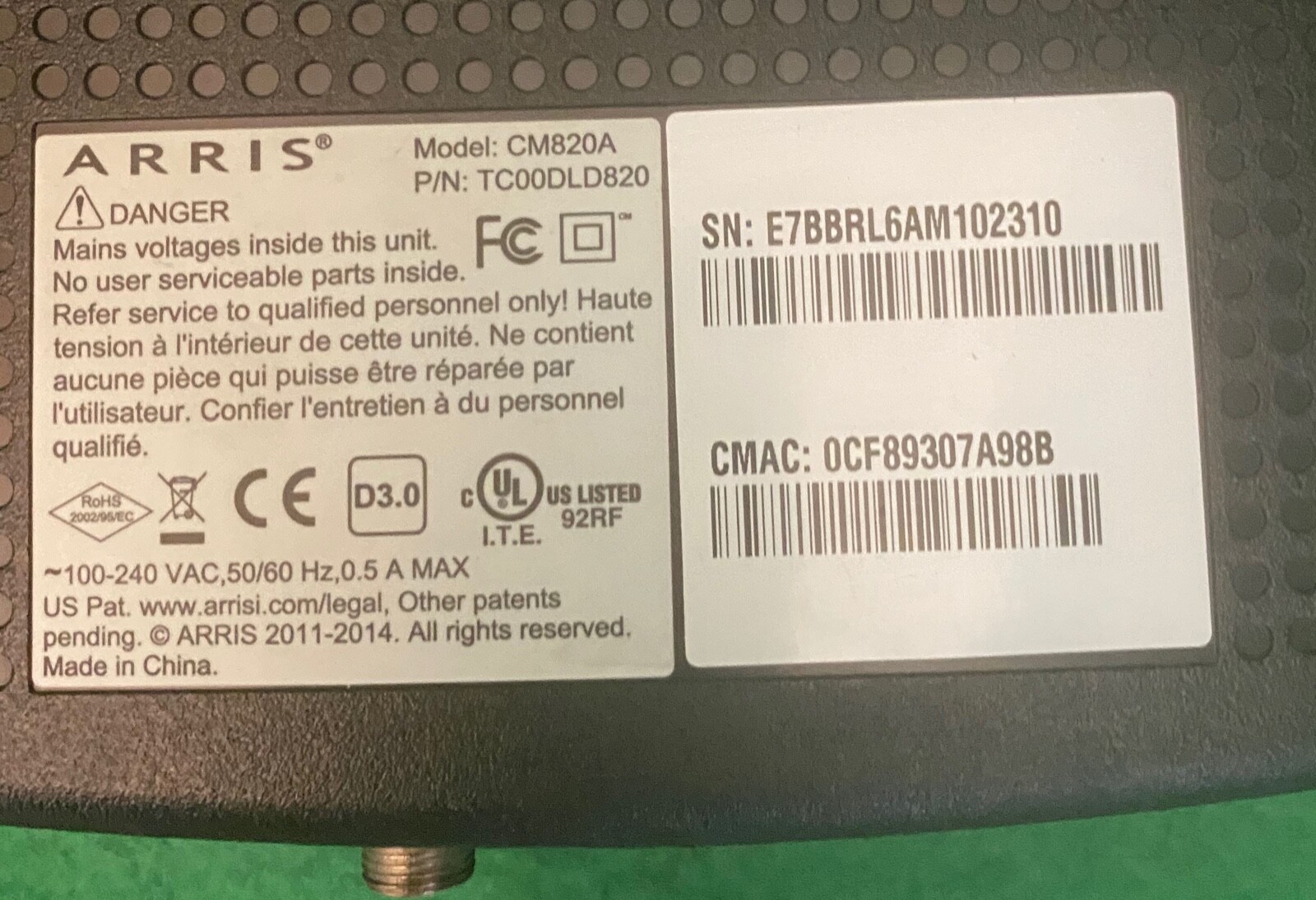 Lot of 4 Arris Cable Modem Model CM820A___PLEASE READ!!!!