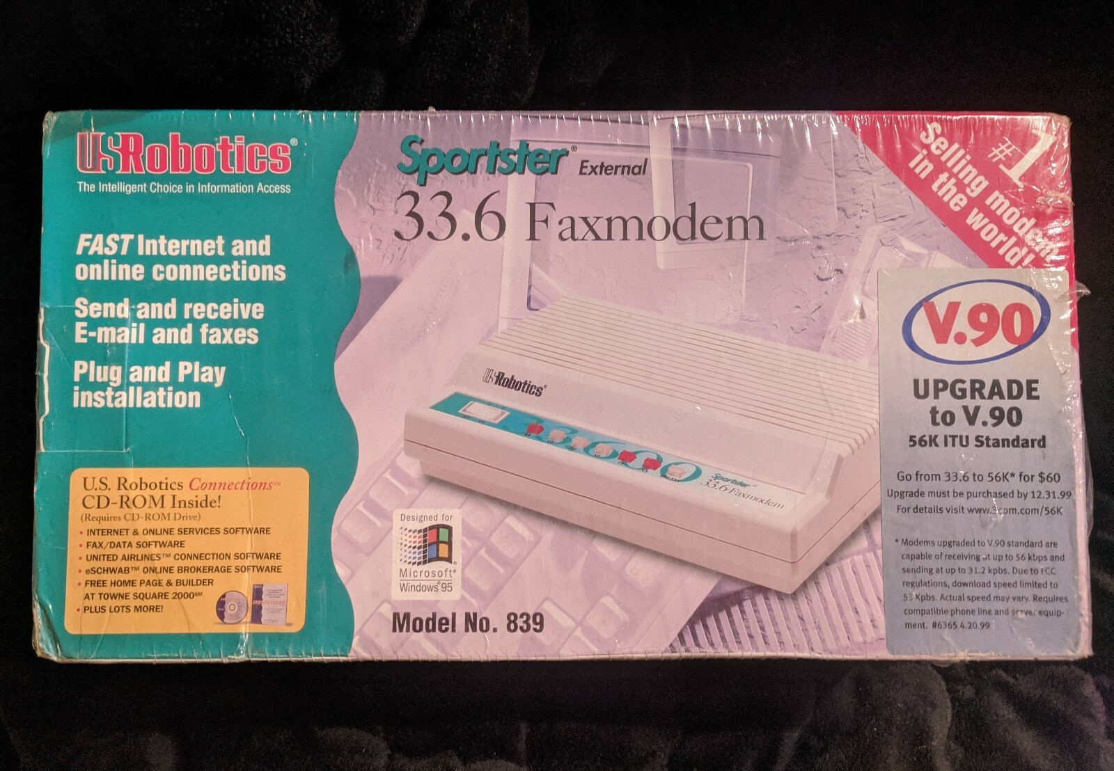 NEW USRobotics Sportster External 33.6 Kbps Faxmodem Model No 839 Sealed