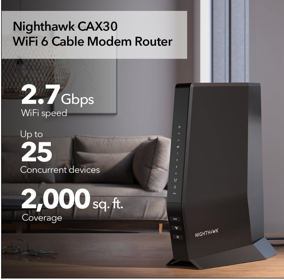 New NETGEAR Nighthawk Dual Band WiFi 6 AX2700 Cable Modem Router Damaged Box