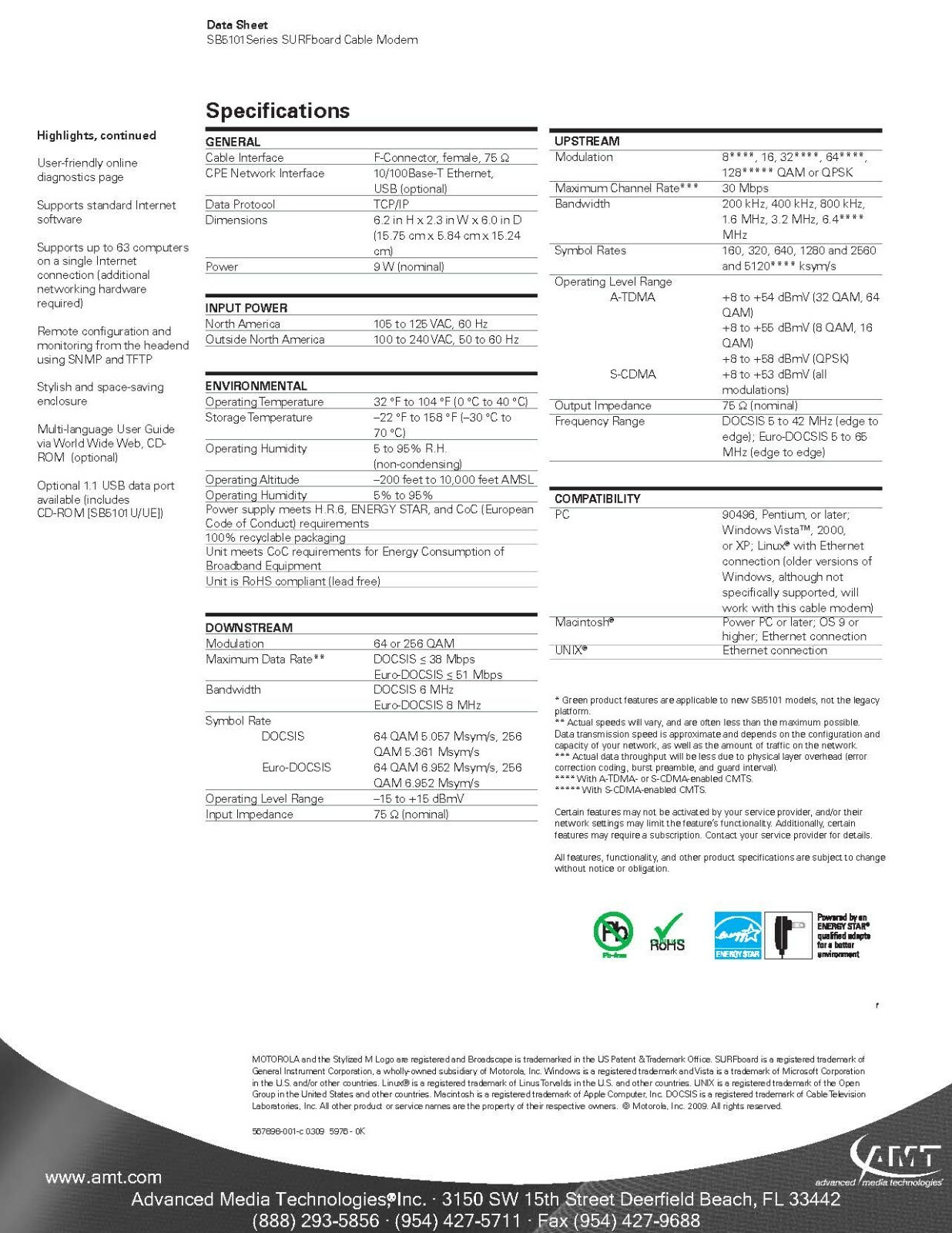 Motorola SURFboard SB5101 (SB515291-001-00) 38 Mbps