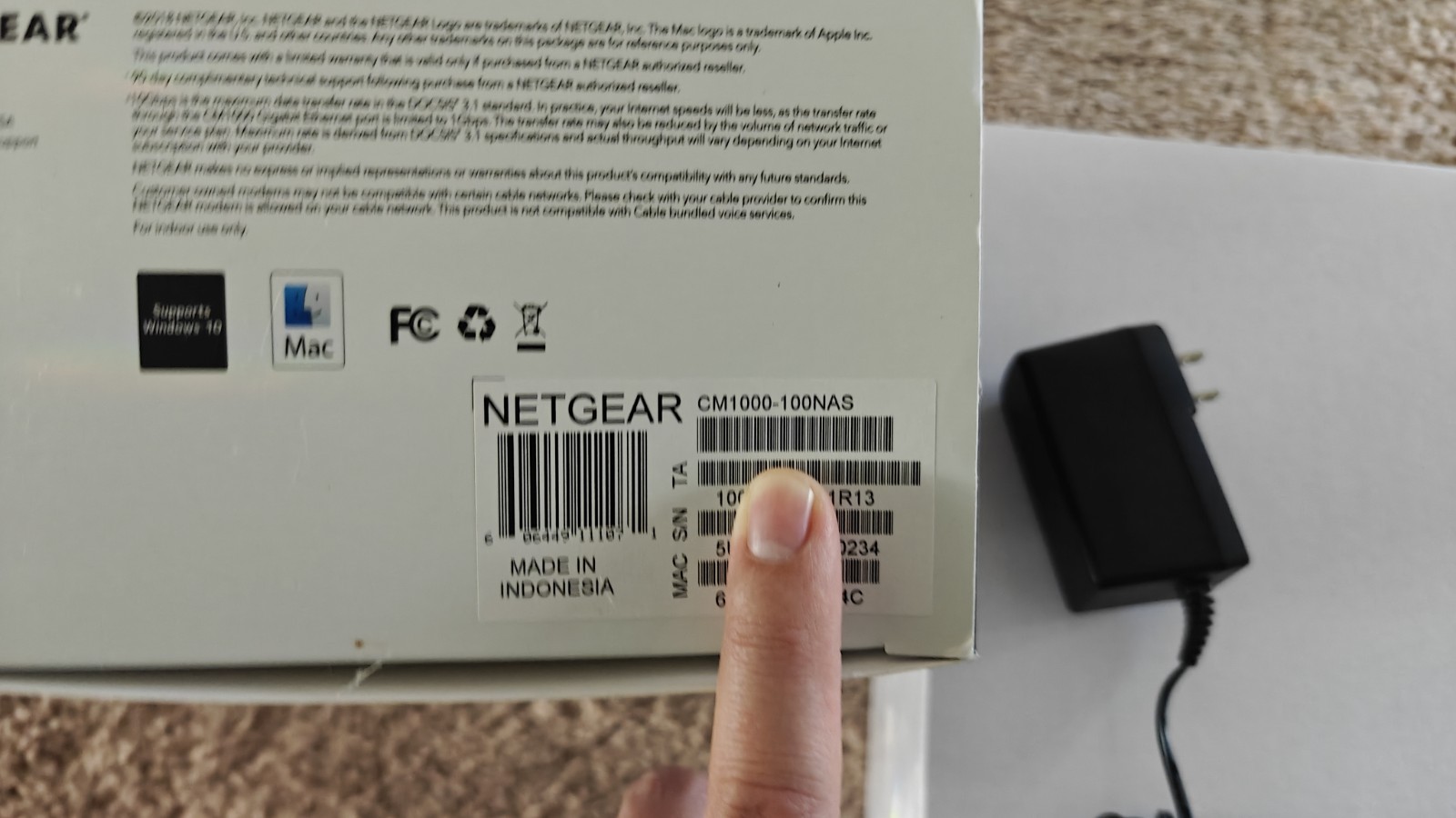 NETGEAR Cable Modem CM1000v2 DOCSIS 3.1 Nighthawk w/ AC Adapter – Tested