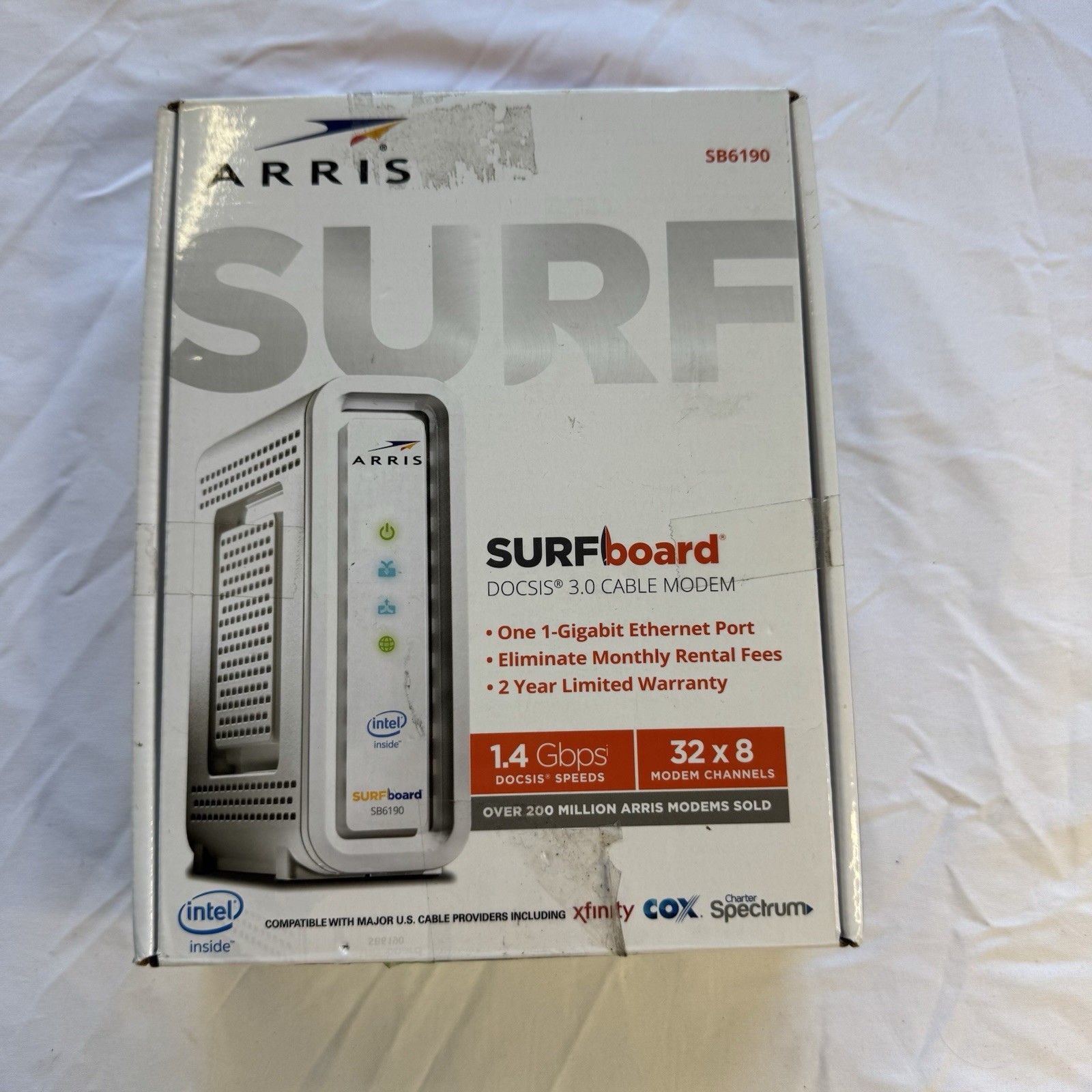 ARRIS Surfboard SB6190 – 32×8 Docsis 3.0 Cable Modem – White