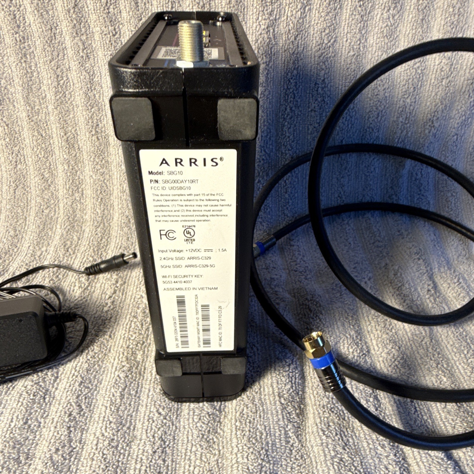 ARRIS SBG10 DOCSIS 3.0 Cable Modem WiFi Router Combo 800 Mbps Black