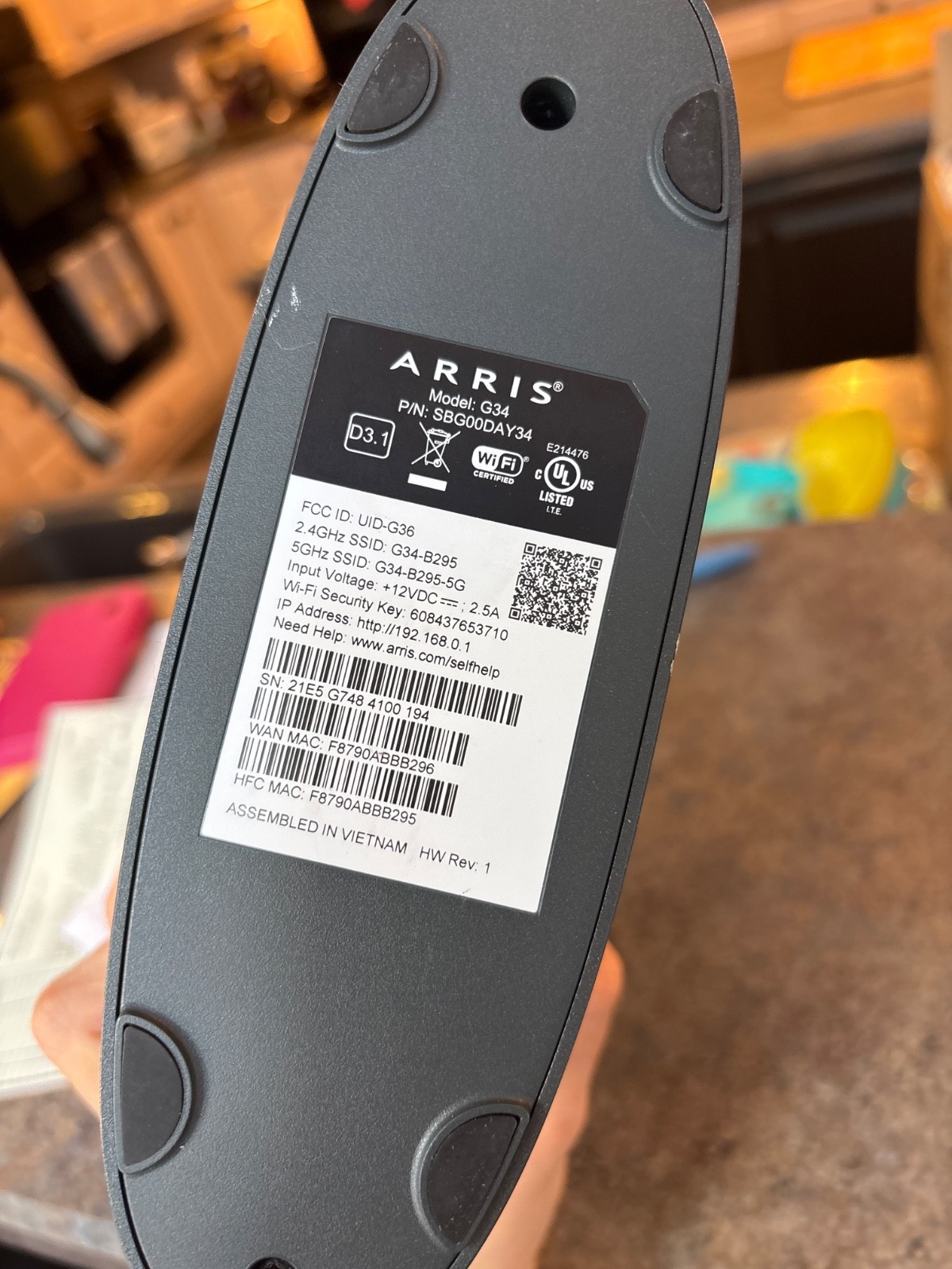 ARRIS G34 SURFboard® DOCSIS® 3.1 Gigabit Modem & Wi-Fi® 6 Router