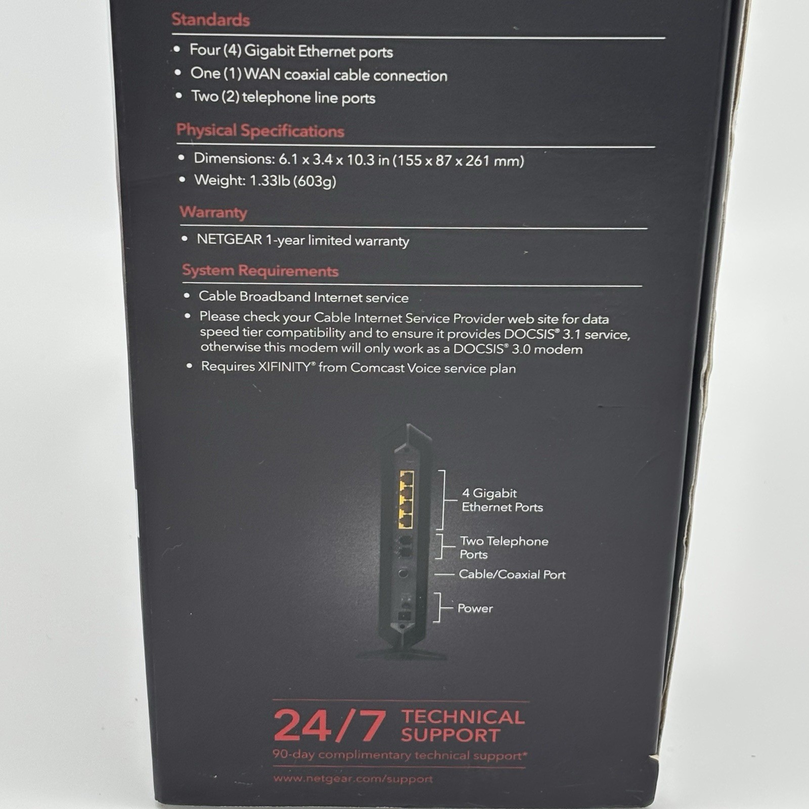 NETGEAR Nighthawk CM1150V DOCSIS 3.1 Cable Modem Xfinity Voice CM1150V Open Box