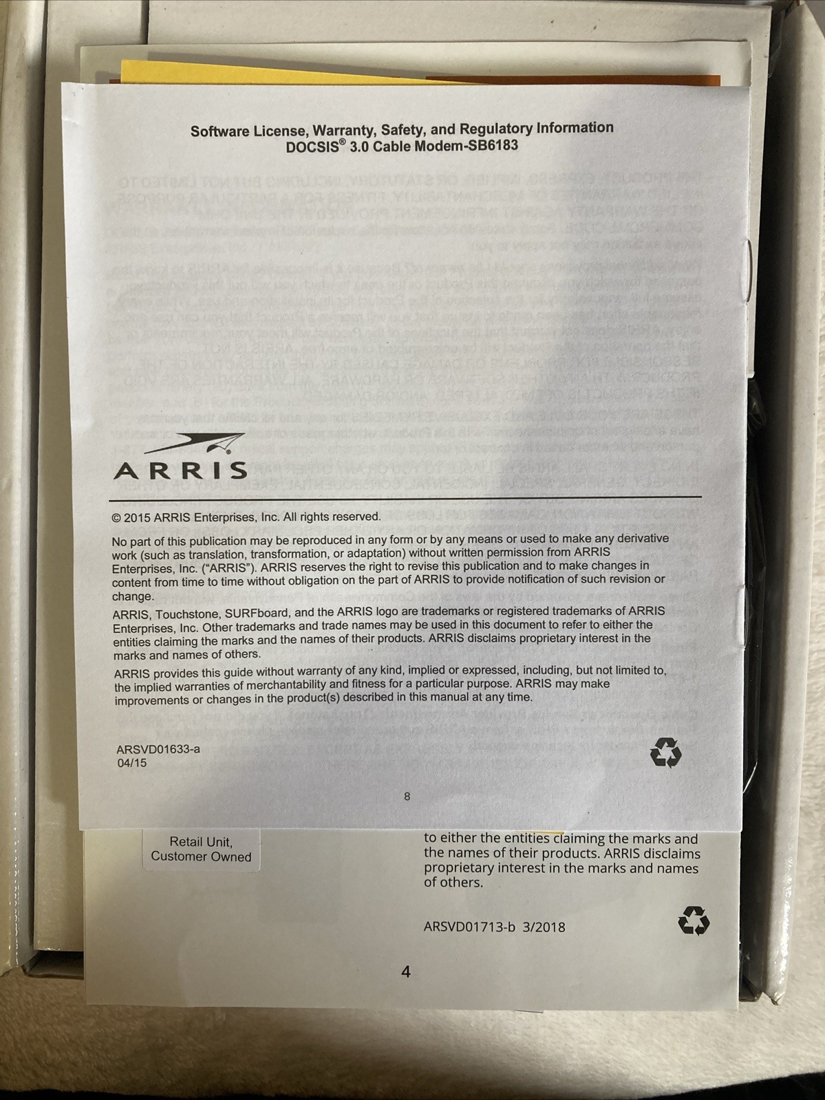 ARRIS SURFboard (16×4) DOCSIS 3.0 Cable Modem SB6183 Black 612572216712