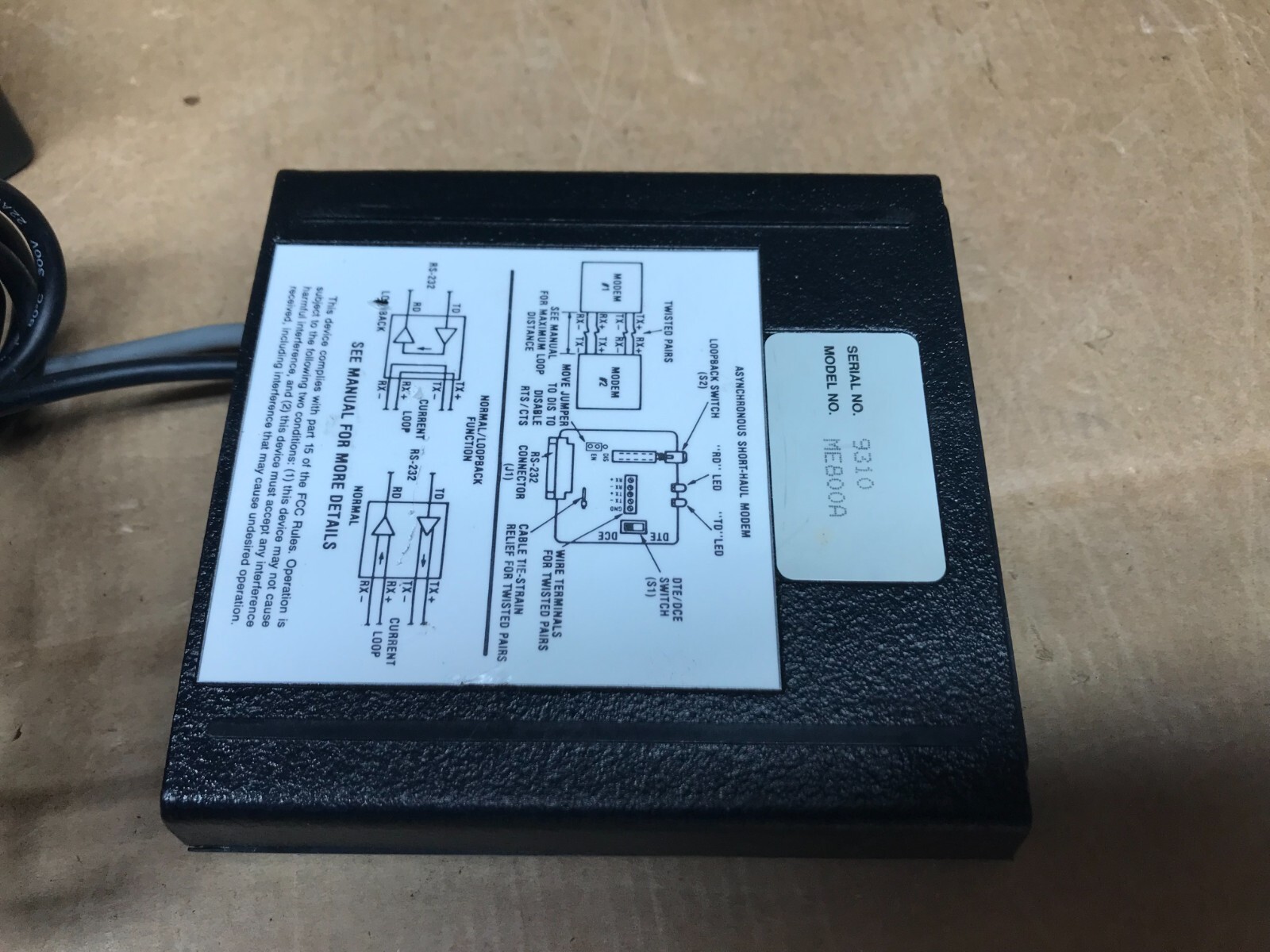 Black Box ME800A Asynchronous Short-Haul Data Modem